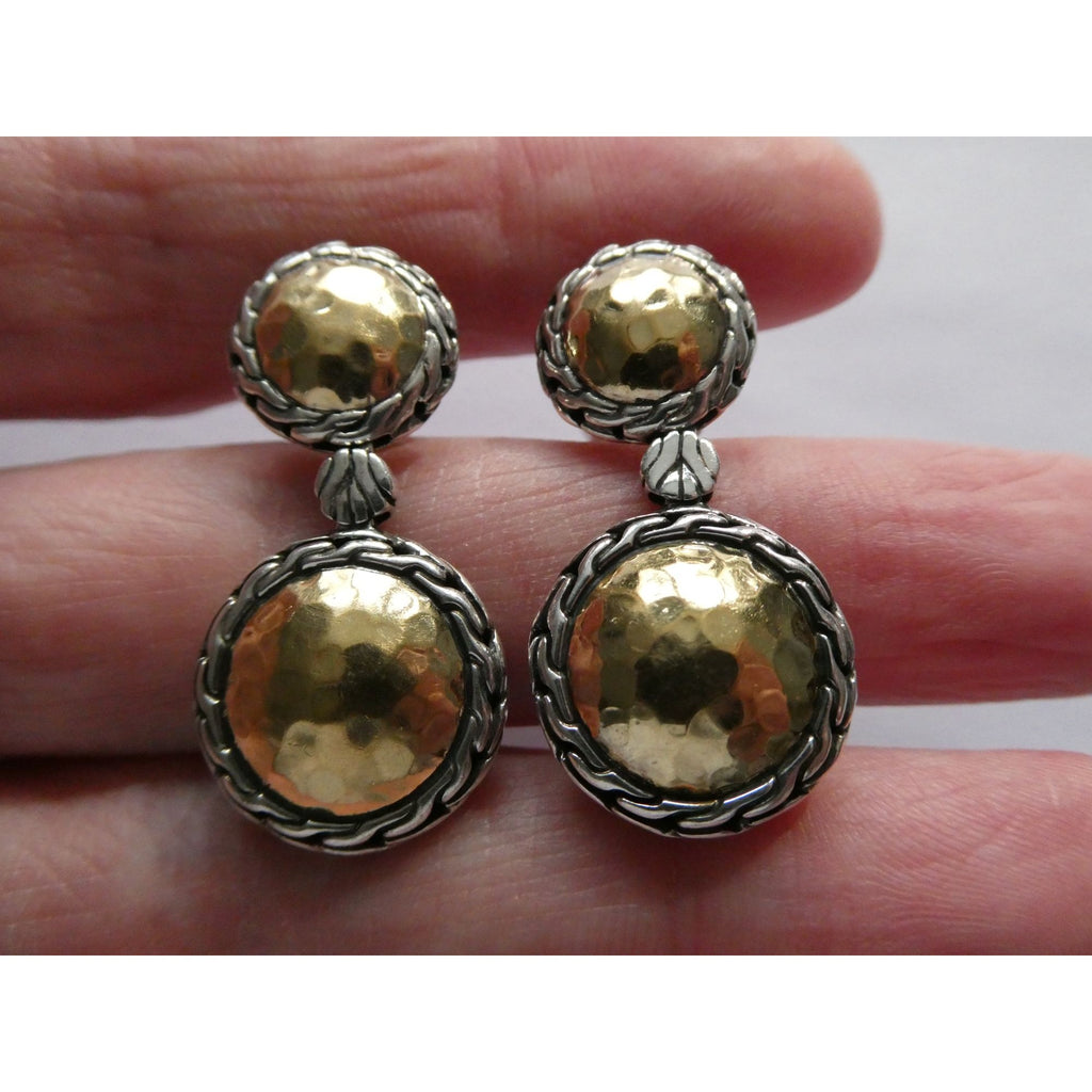 John Hardy Palu Collection 22k Gold and Sterling Silver Chandelier Earrings 10g