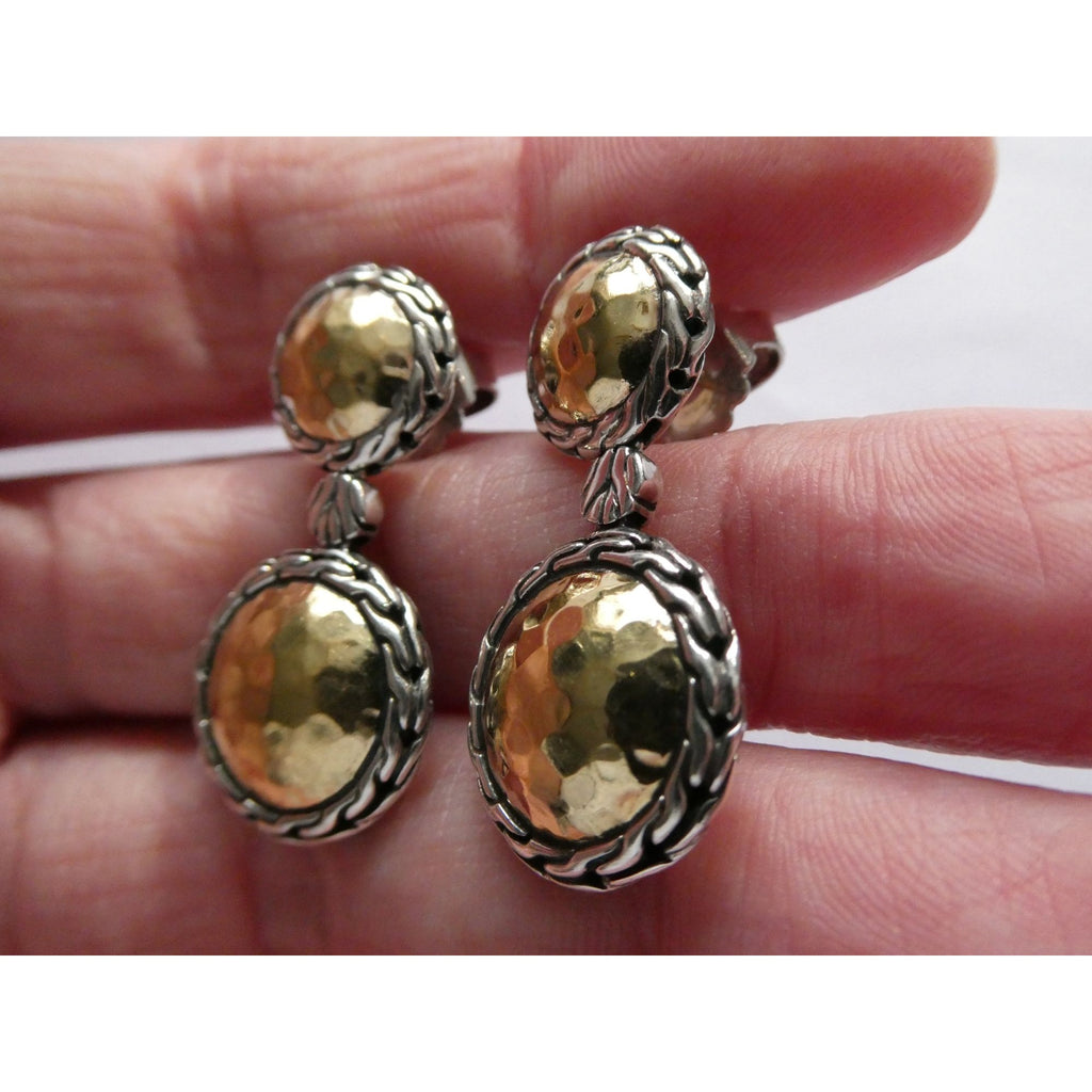 John Hardy Palu Collection 22k Gold and Sterling Silver Chandelier Earrings 10g