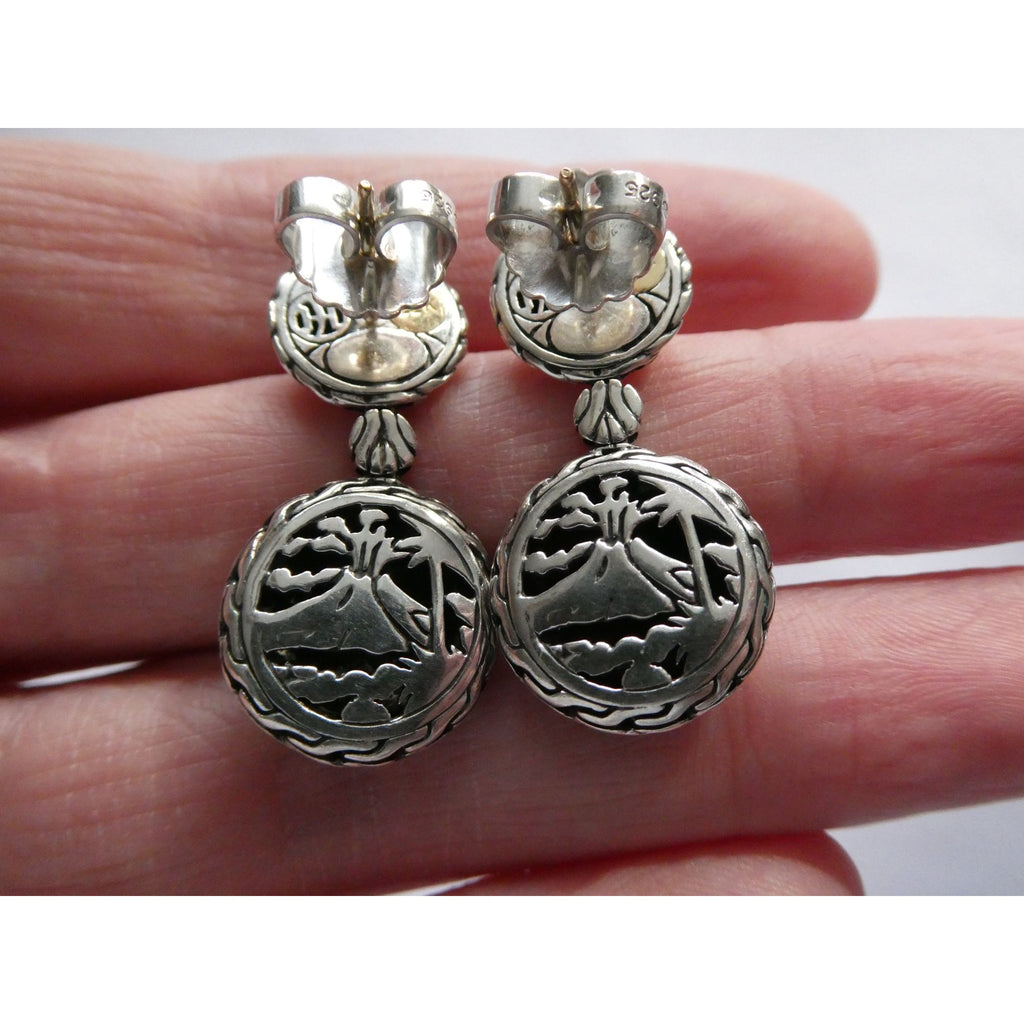 John Hardy Palu Collection 22k Gold and Sterling Silver Chandelier Earrings 10g