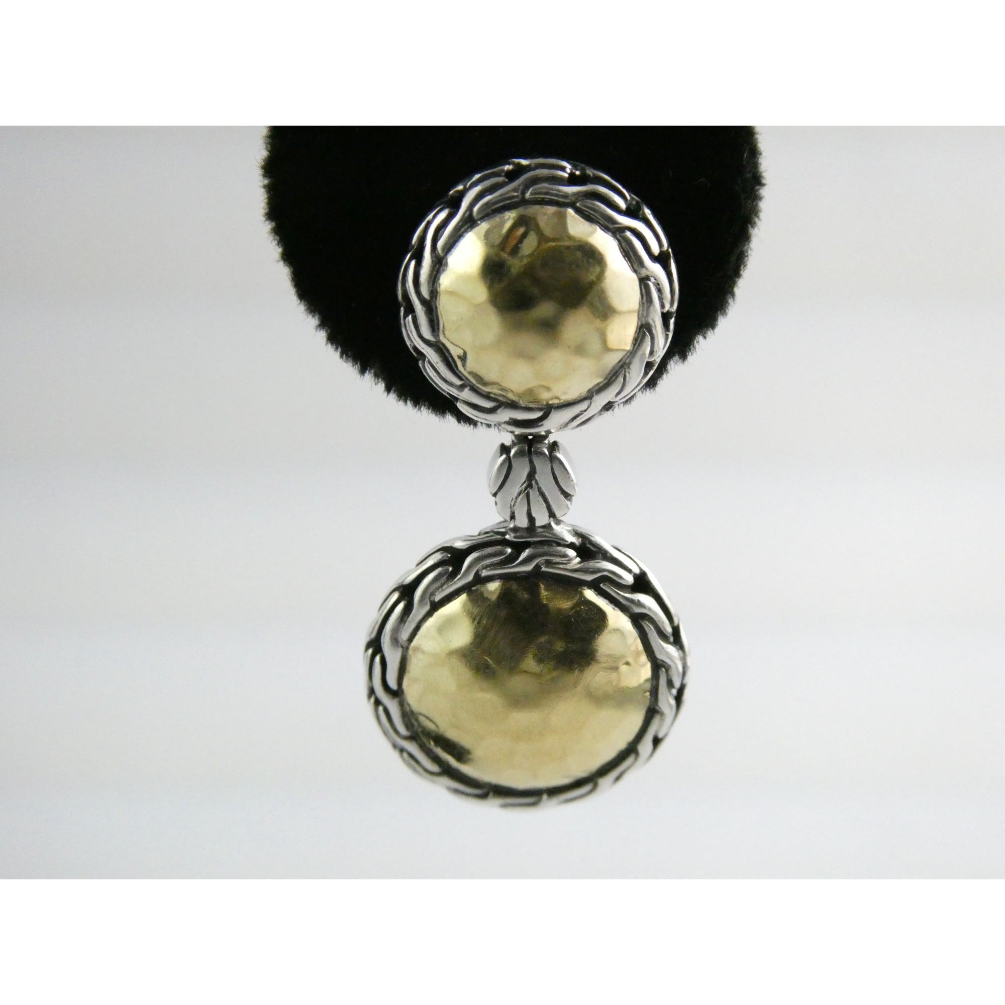 John Hardy Palu Collection 22k Gold and Sterling Silver Chandelier Earrings 10g
