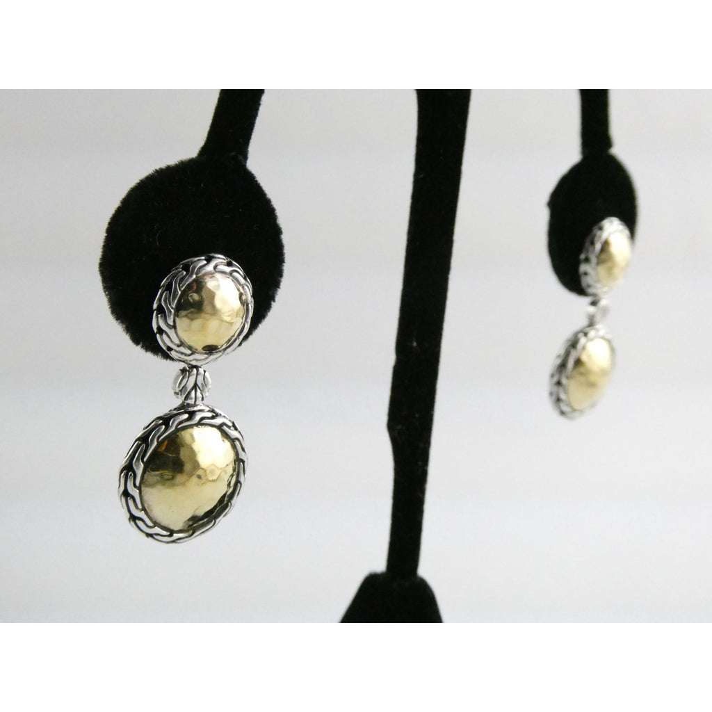 John Hardy Palu Collection 22k Gold and Sterling Silver Chandelier Earrings 10g