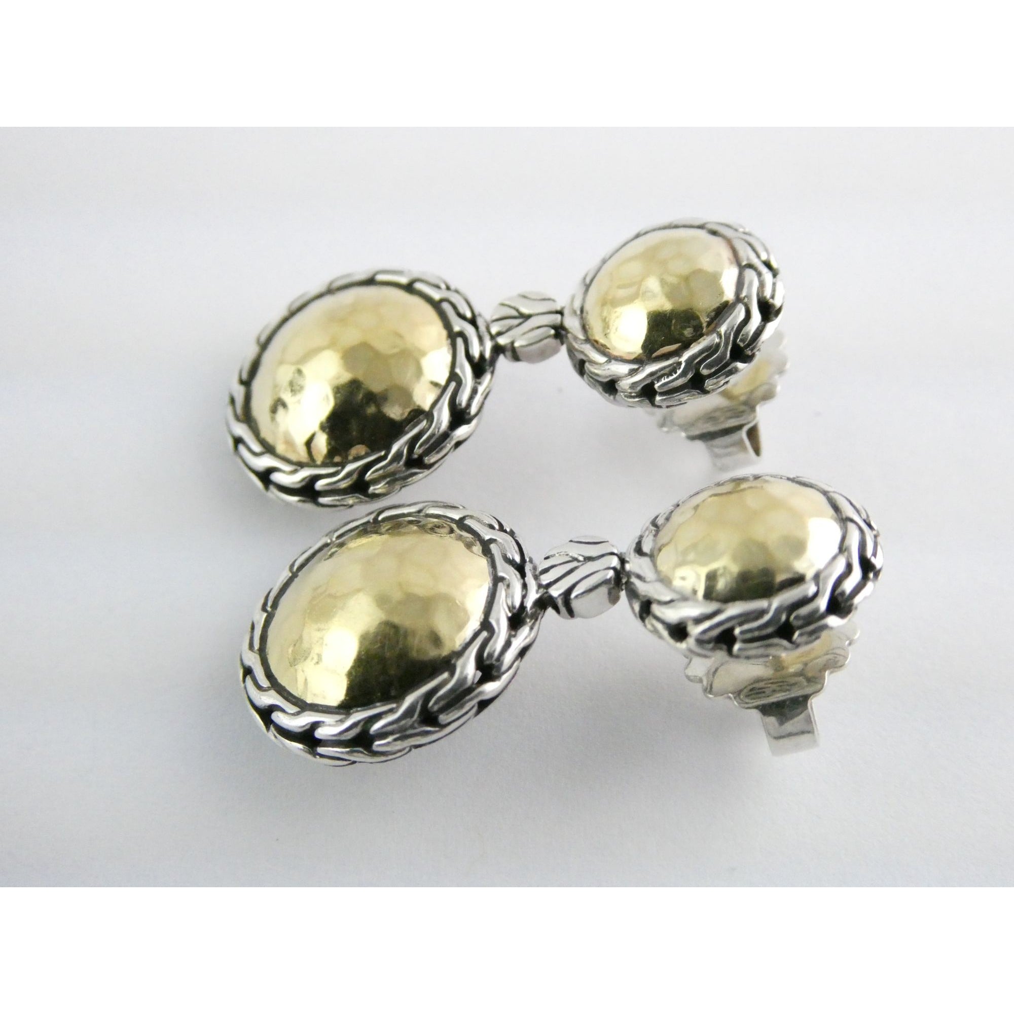 John Hardy Palu Collection 22k Gold and Sterling Silver Chandelier Earrings 10g