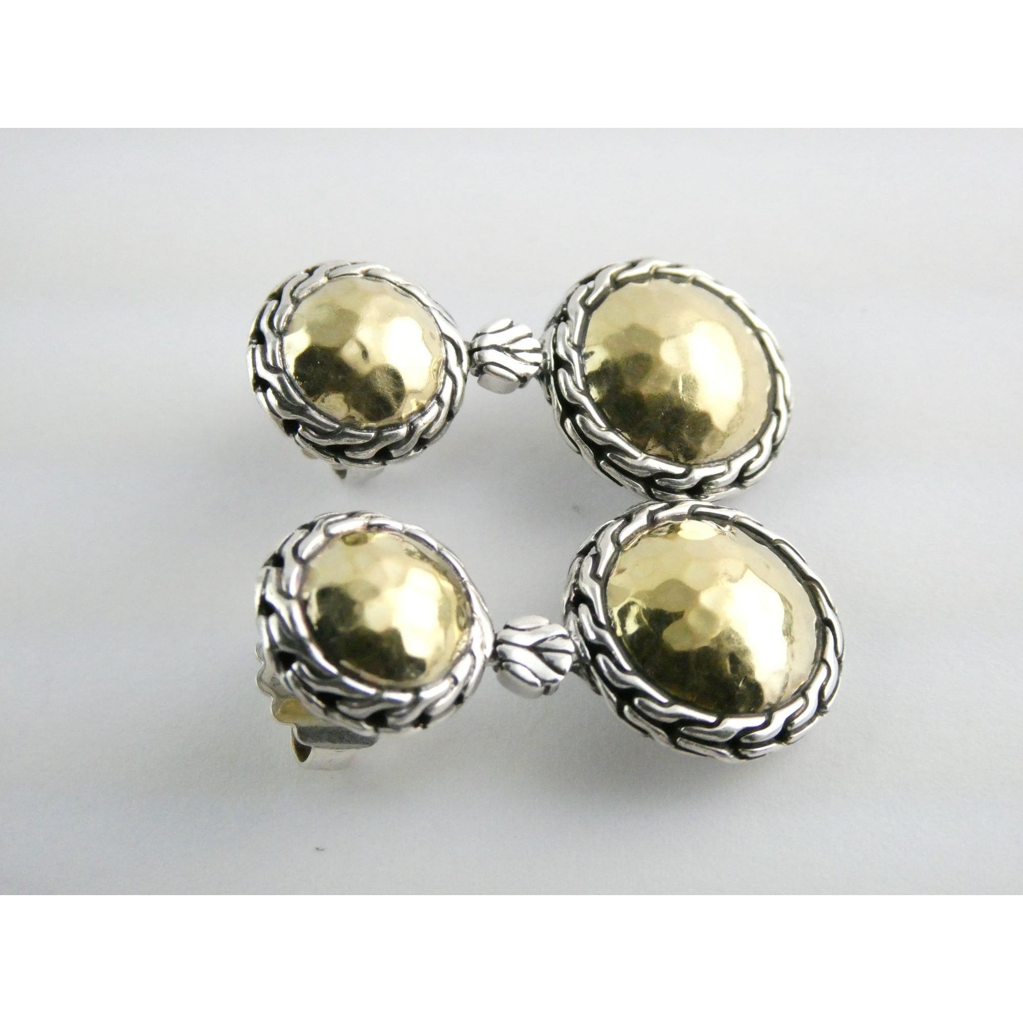 John Hardy Palu Collection 22k Gold and Sterling Silver Chandelier Earrings 10g