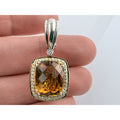 Charles Krypell Sterling Silver and 14k Gold Citrine and Natural Diamond Pendant