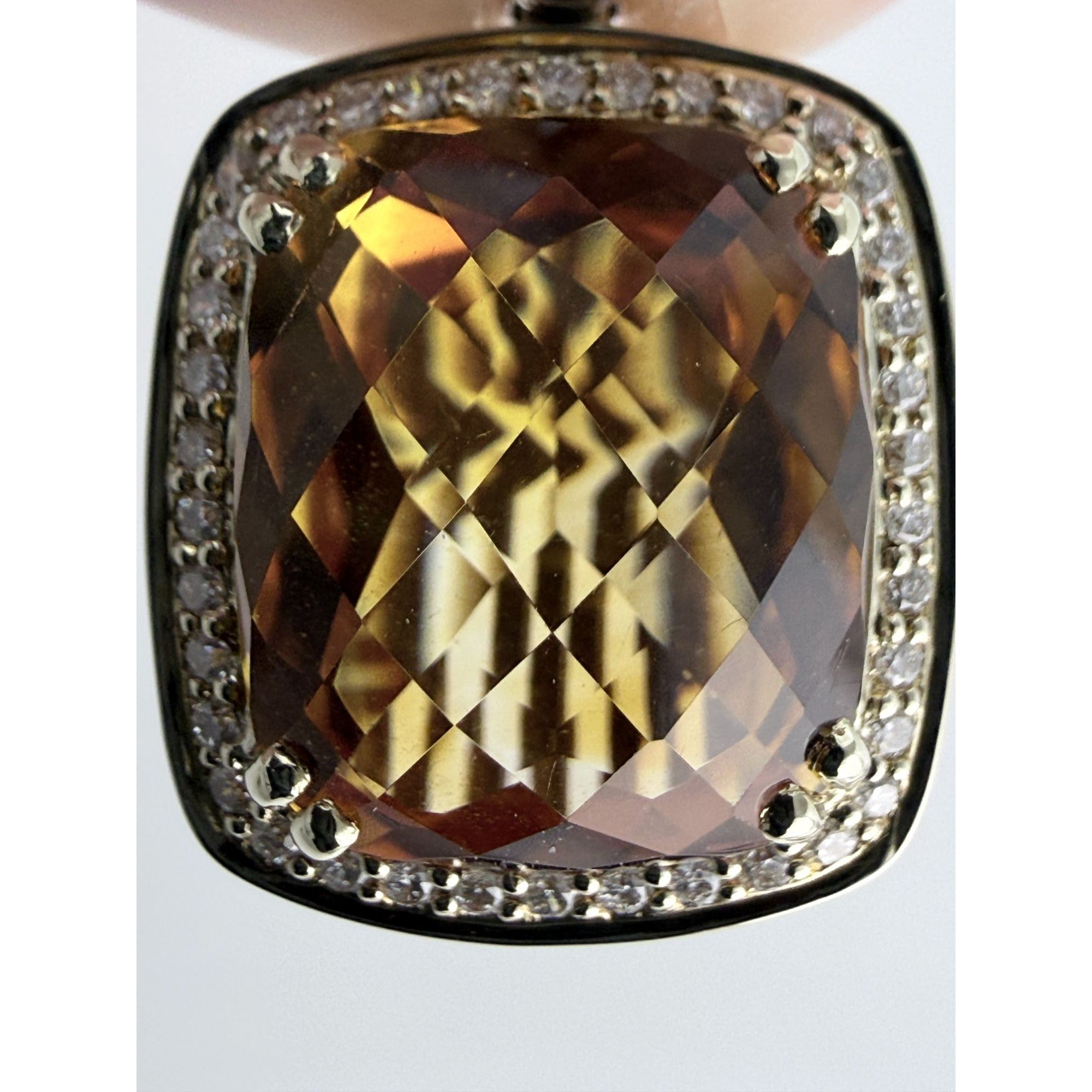 Charles Krypell Sterling Silver and 14k Gold Citrine and Natural Diamond Pendant