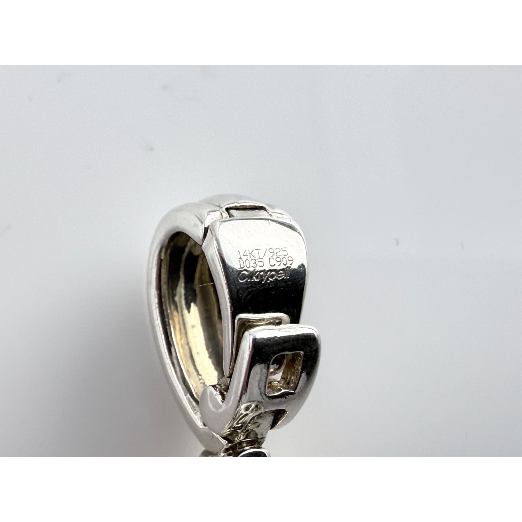 Charles Krypell Sterling Silver and 14k Gold Citrine and Natural Diamond Pendant