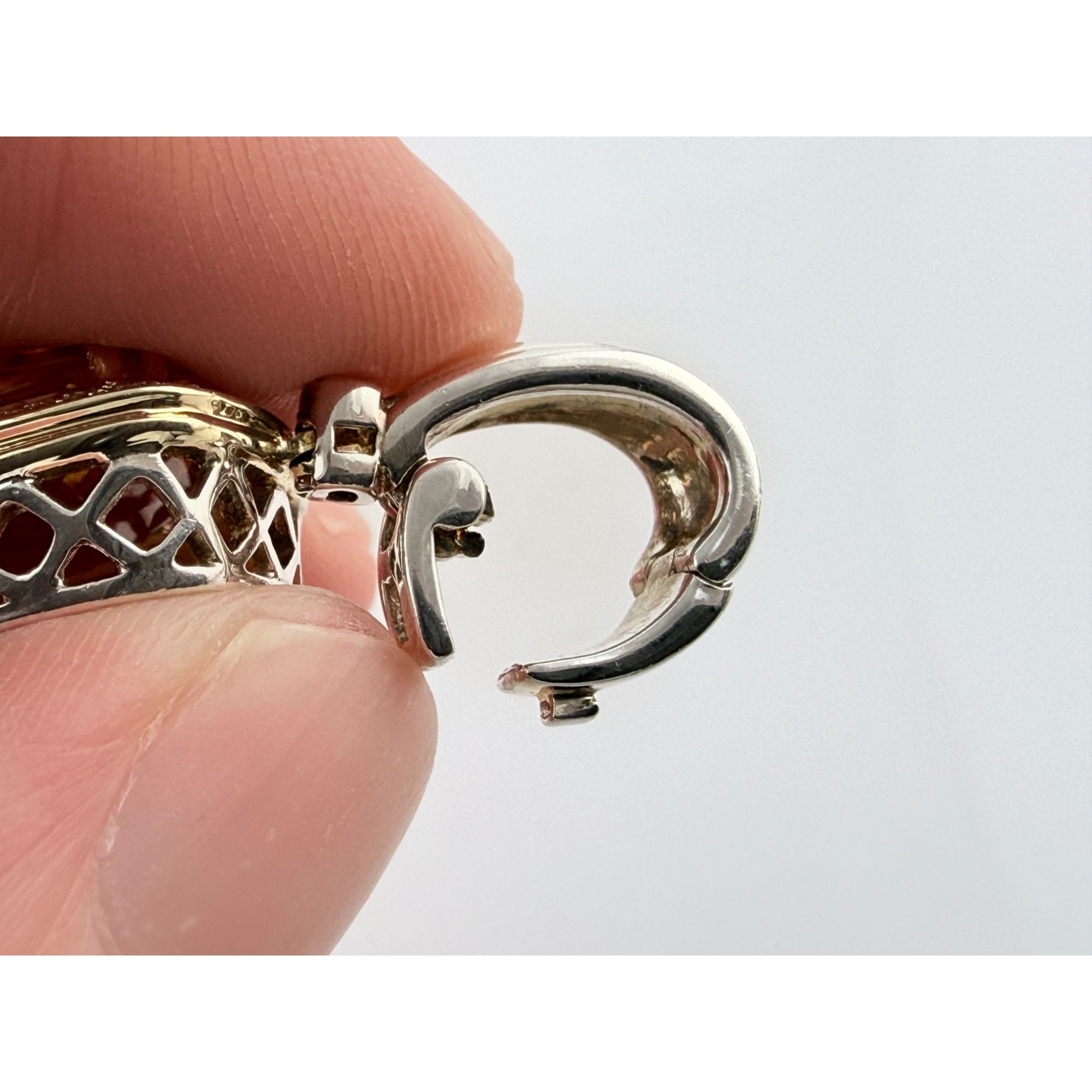 Charles Krypell Sterling Silver and 14k Gold Citrine and Natural Diamond Pendant