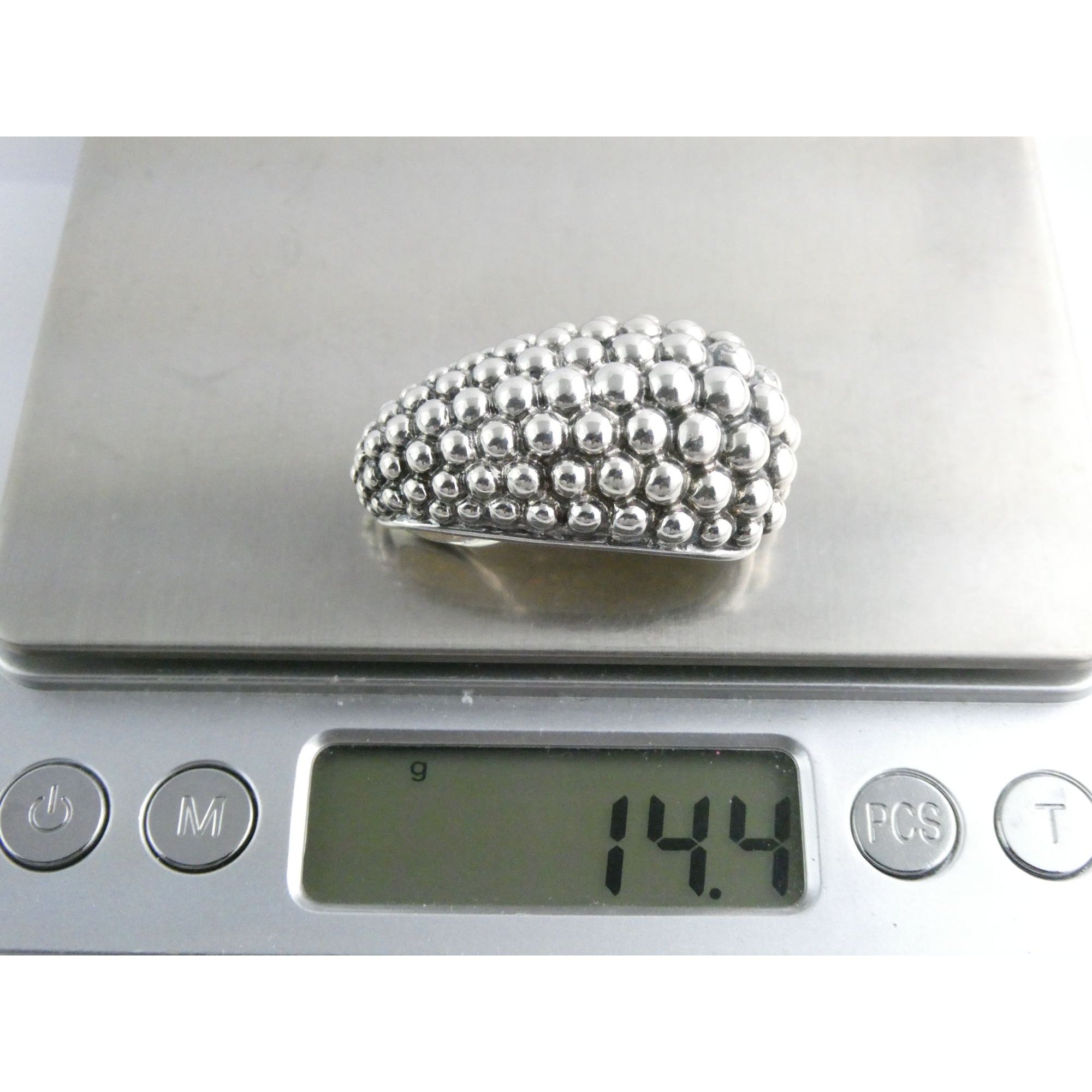 Michael Dawkins Sterling Silver Bubbled Design Slide Pendant 14.4g 37mm Length