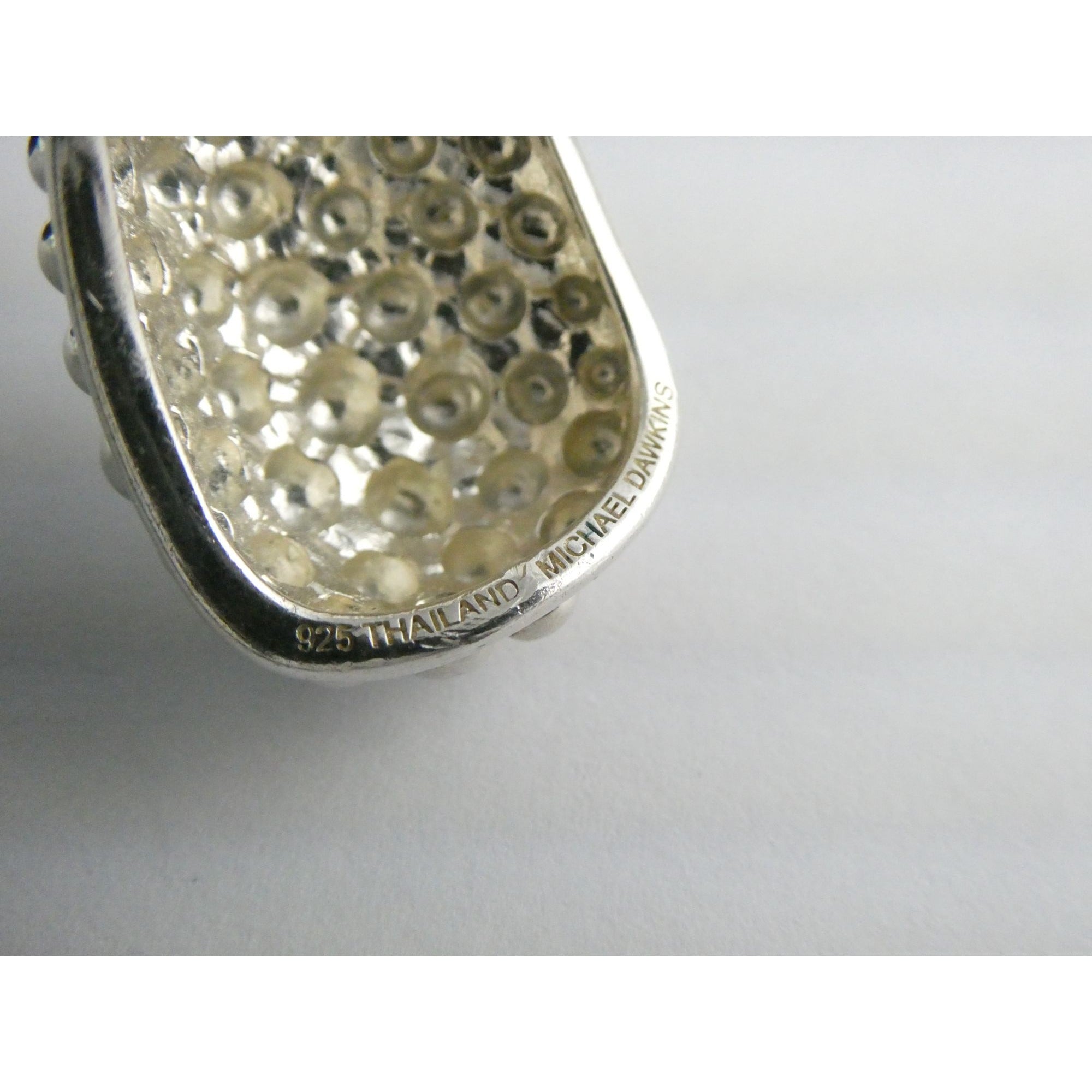 Michael Dawkins Sterling Silver Bubbled Design Slide Pendant 14.4g 37mm Length