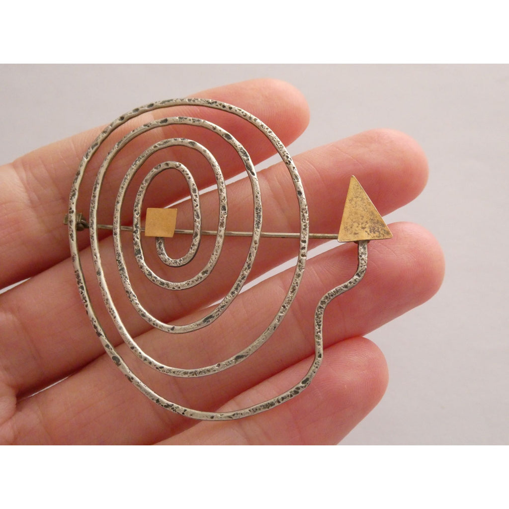 Vintage Sydney Lynch Sterling Silver and 22k Gold Vermeil Arrow Pin Brooch 6.8g