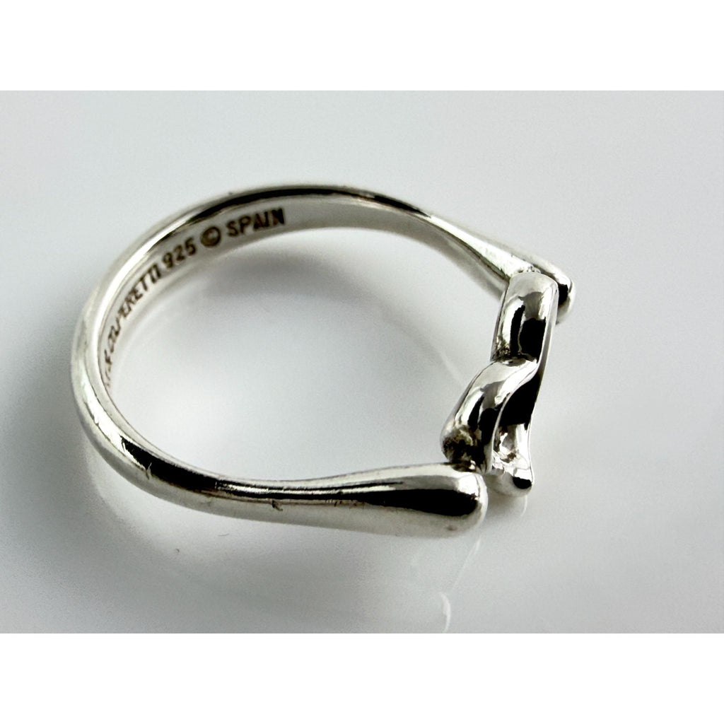 Tiffany and Co Elsa Peretti Sterling Silver Open Heart Ring Size 6 Weighs 2.6g