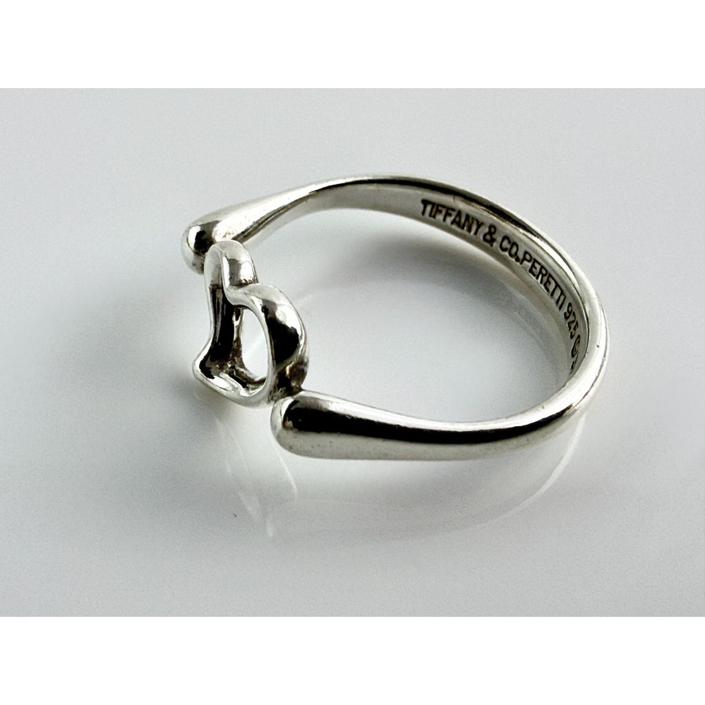 Tiffany and Co Elsa Peretti Sterling Silver Open Heart Ring Size 6 Weighs 2.6g