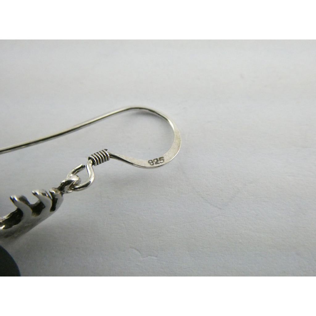 Southwestern Sterling Silver Kokopelli Earrings Golden Accent Flutes 6g 1.75 In