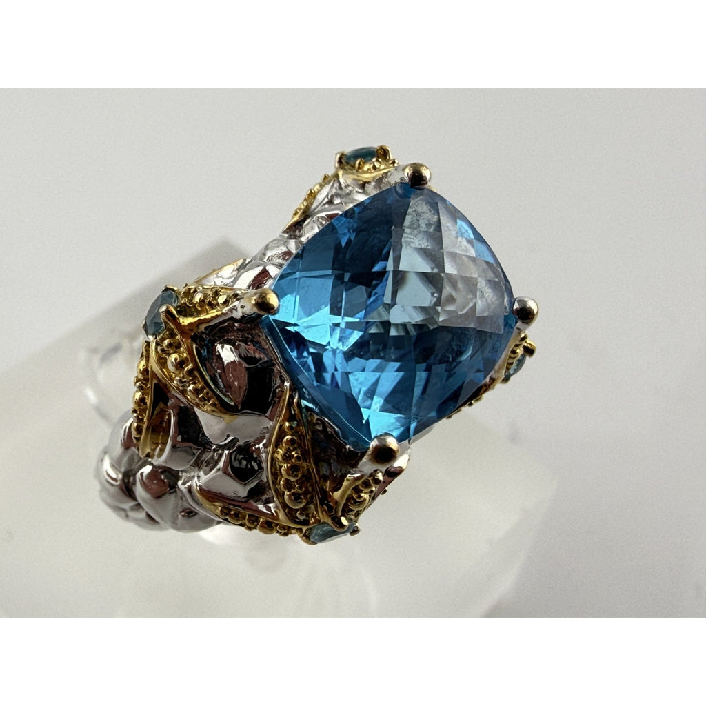 Victoria Wieck Vermeil Accent Sterling Silver Blue Topaz Starfish Ring Size 7.75