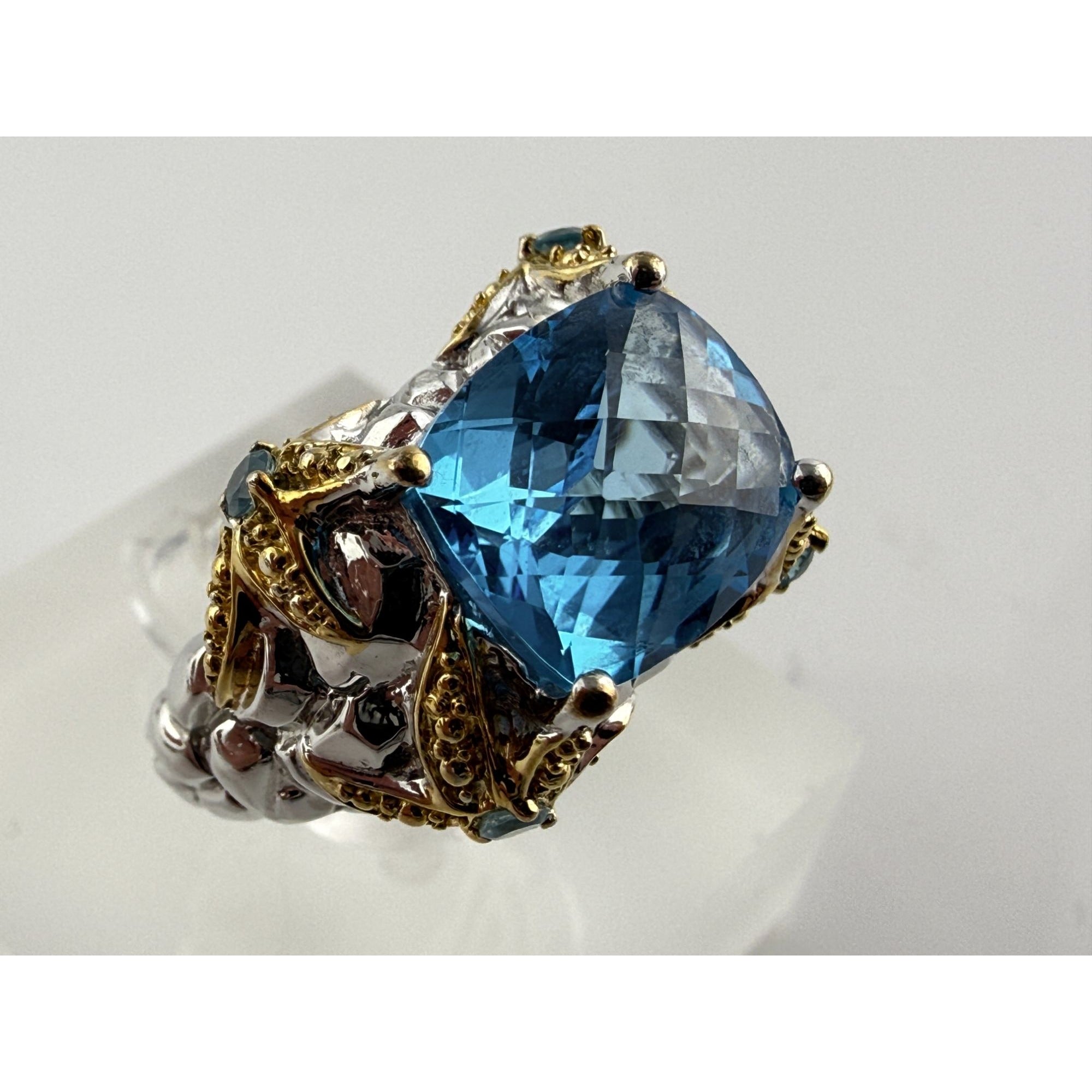 Victoria Wieck Vermeil Accent Sterling Silver Blue Topaz Starfish Ring Size 7.75