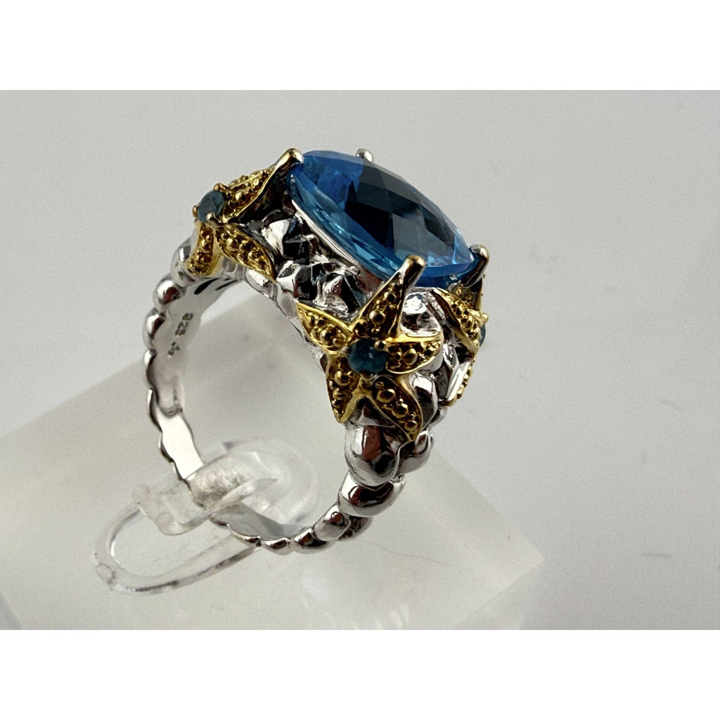 Victoria Wieck Vermeil Accent Sterling Silver Blue Topaz Starfish Ring Size 7.75