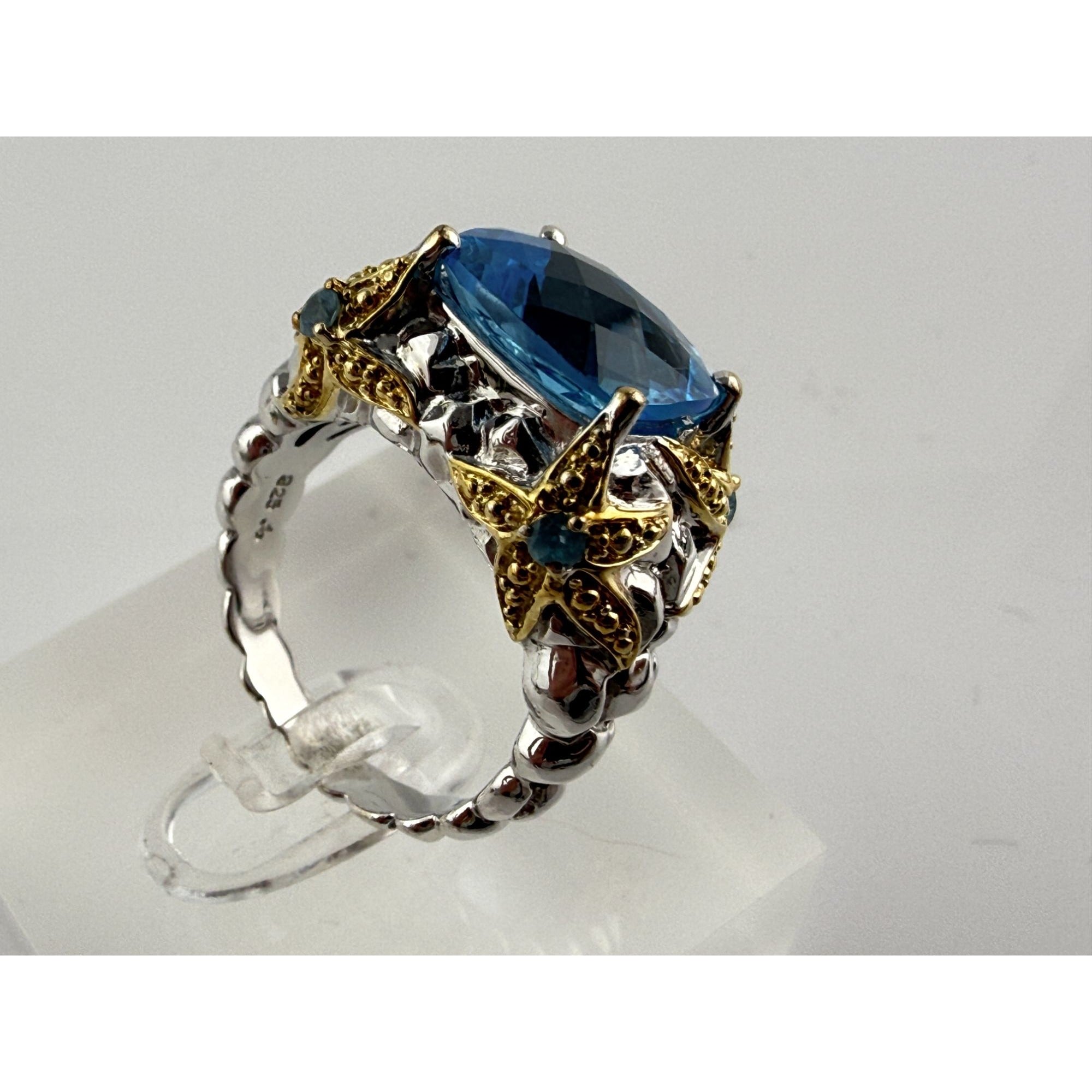 Victoria Wieck Vermeil Accent Sterling Silver Blue Topaz Starfish Ring Size 7.75