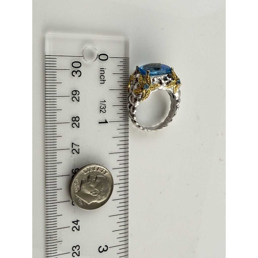 Victoria Wieck Vermeil Accent Sterling Silver Blue Topaz Starfish Ring Size 7.75