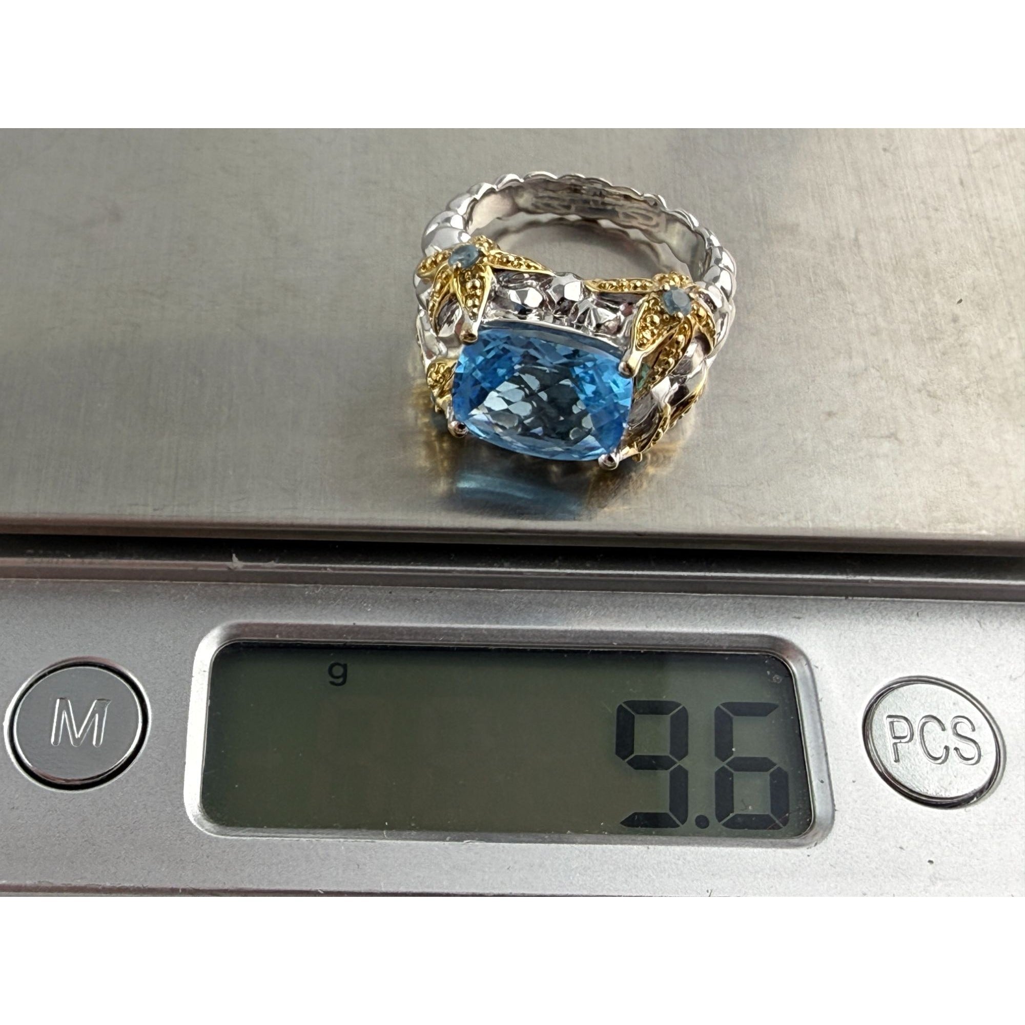 Victoria Wieck Vermeil Accent Sterling Silver Blue Topaz Starfish Ring Size 7.75