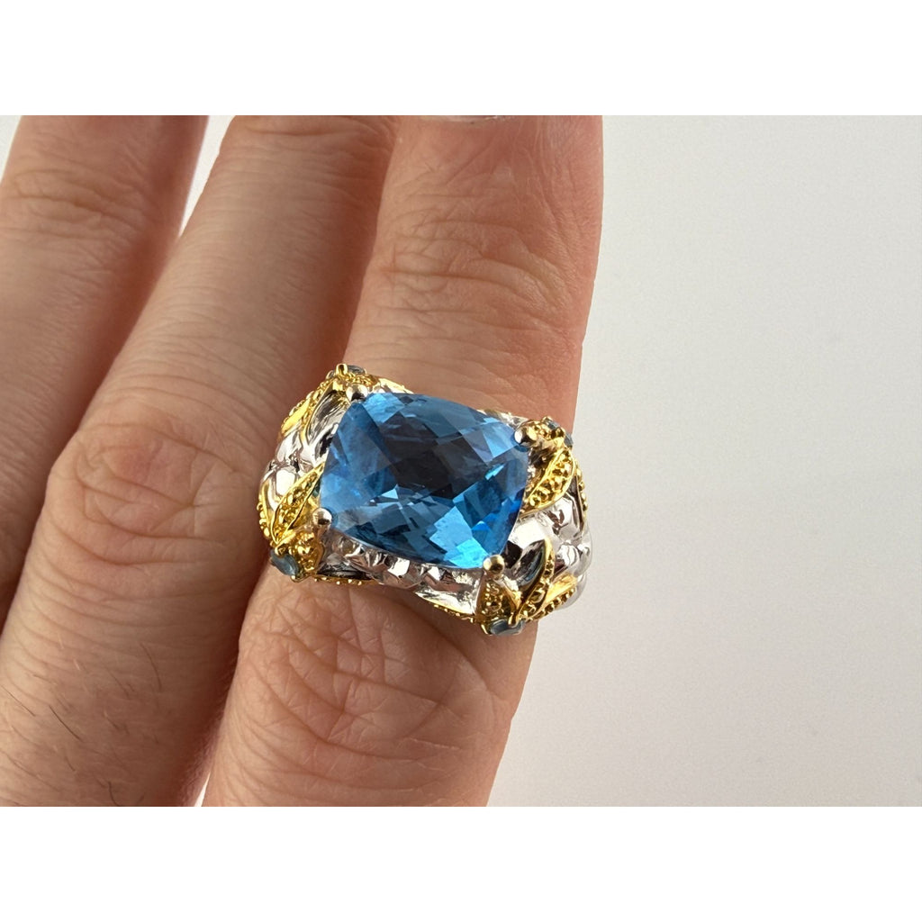 Victoria Wieck Vermeil Accent Sterling Silver Blue Topaz Starfish Ring Size 7.75