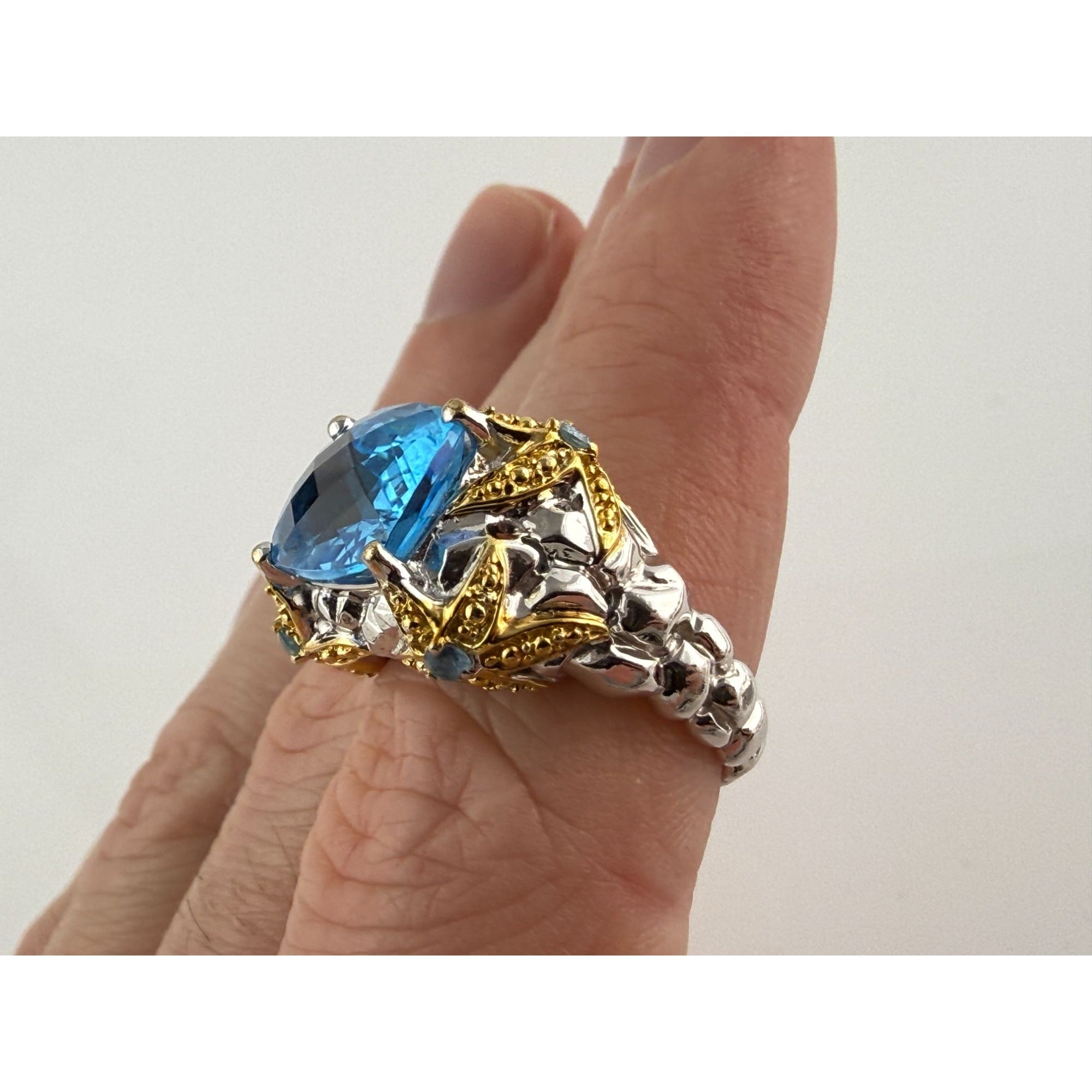 Victoria Wieck Vermeil Accent Sterling Silver Blue Topaz Starfish Ring Size 7.75