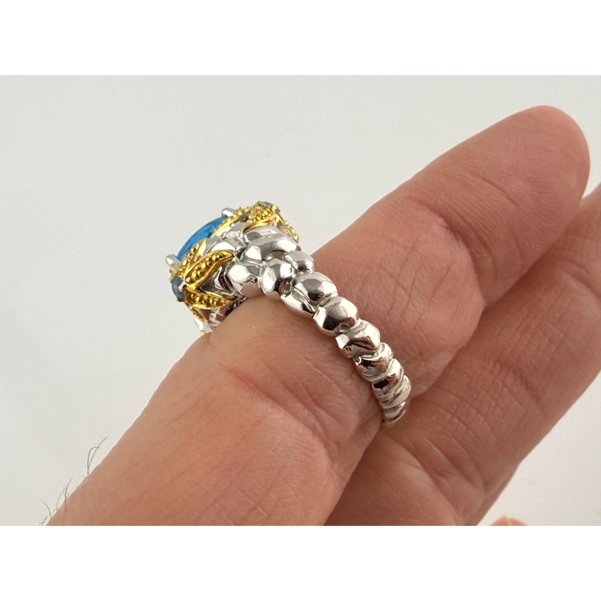 Victoria Wieck Vermeil Accent Sterling Silver Blue Topaz Starfish Ring Size 7.75
