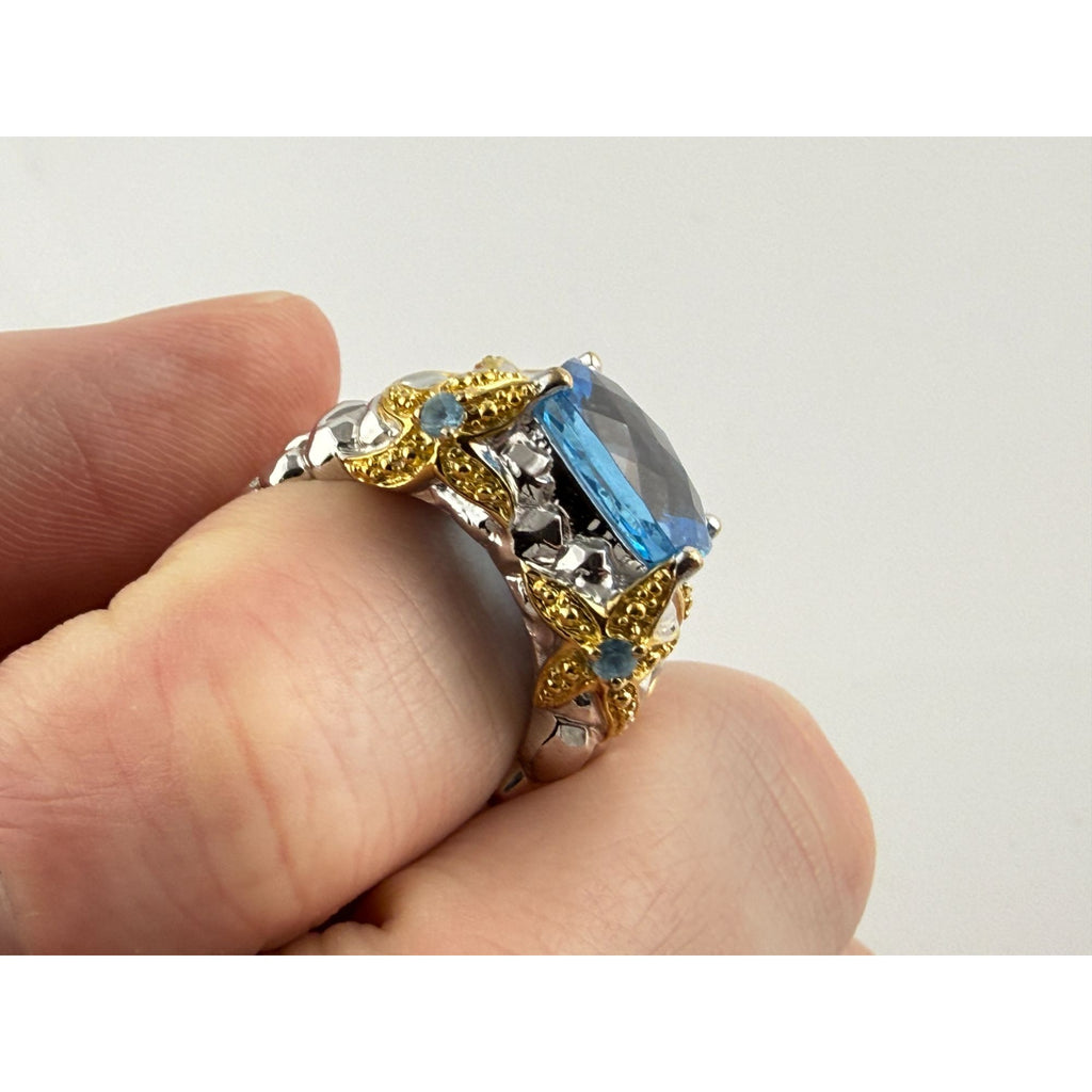 Victoria Wieck Vermeil Accent Sterling Silver Blue Topaz Starfish Ring Size 7.75