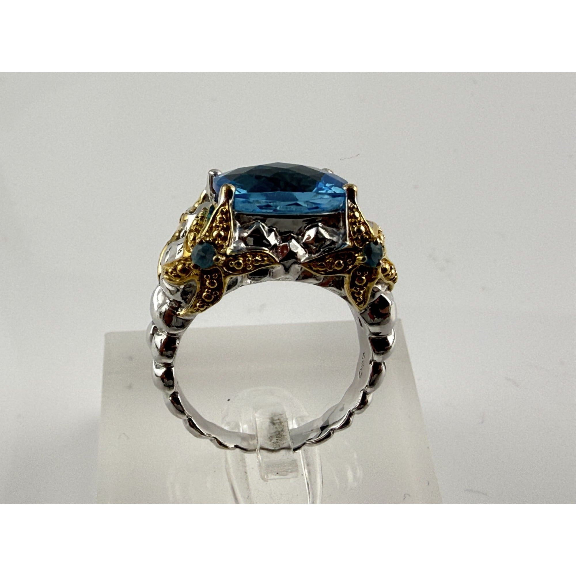 Victoria Wieck Vermeil Accent Sterling Silver Blue Topaz Starfish Ring Size 7.75