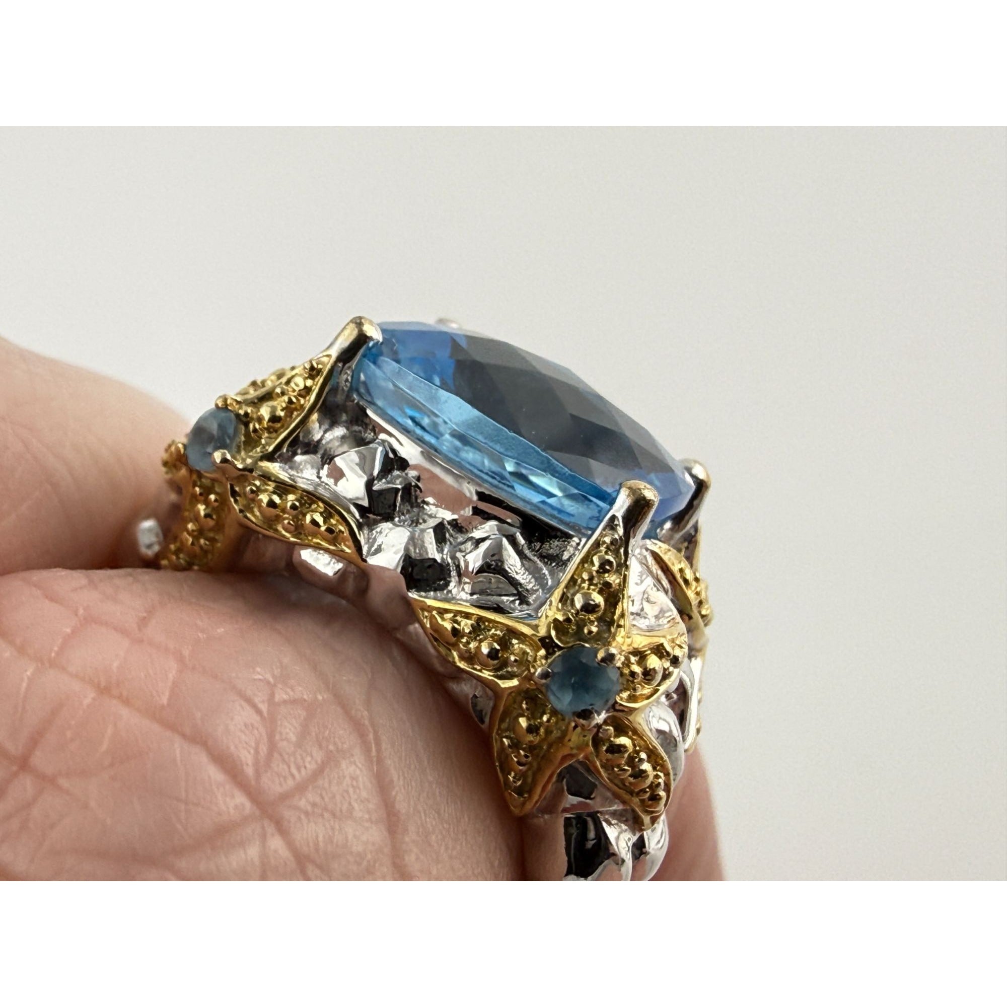 Victoria Wieck Vermeil Accent Sterling Silver Blue Topaz Starfish Ring Size 7.75