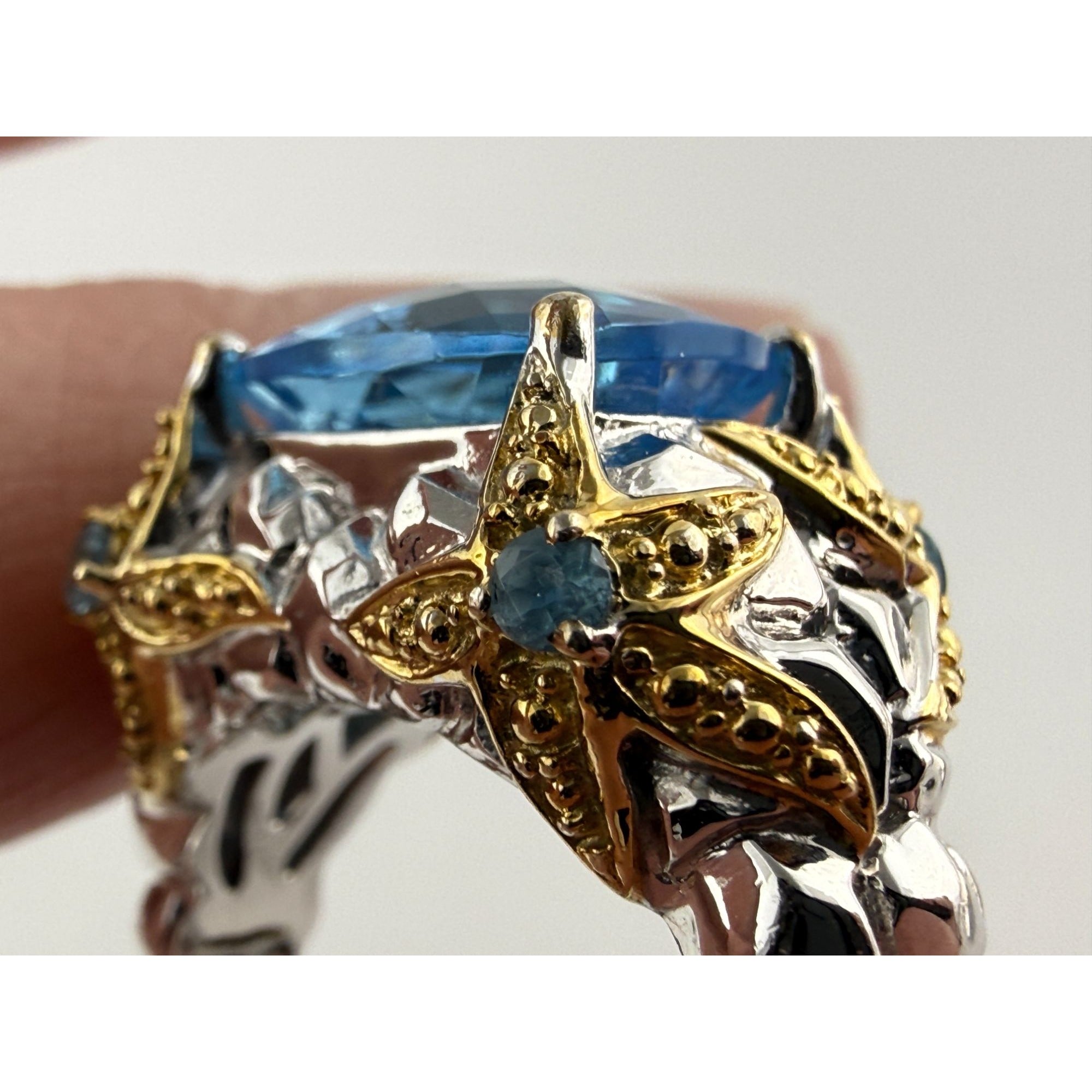 Victoria Wieck Vermeil Accent Sterling Silver Blue Topaz Starfish Ring Size 7.75