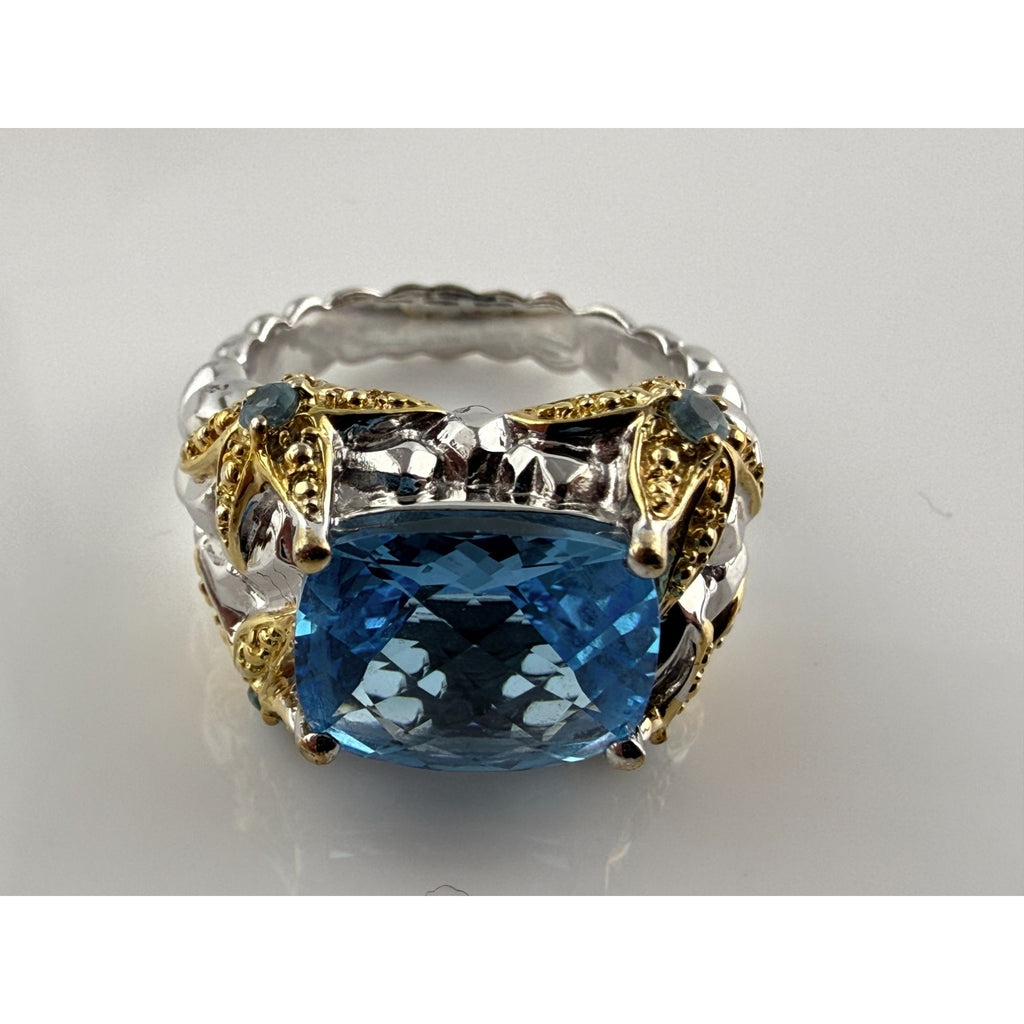 Victoria Wieck Vermeil Accent Sterling Silver Blue Topaz Starfish Ring Size 7.75