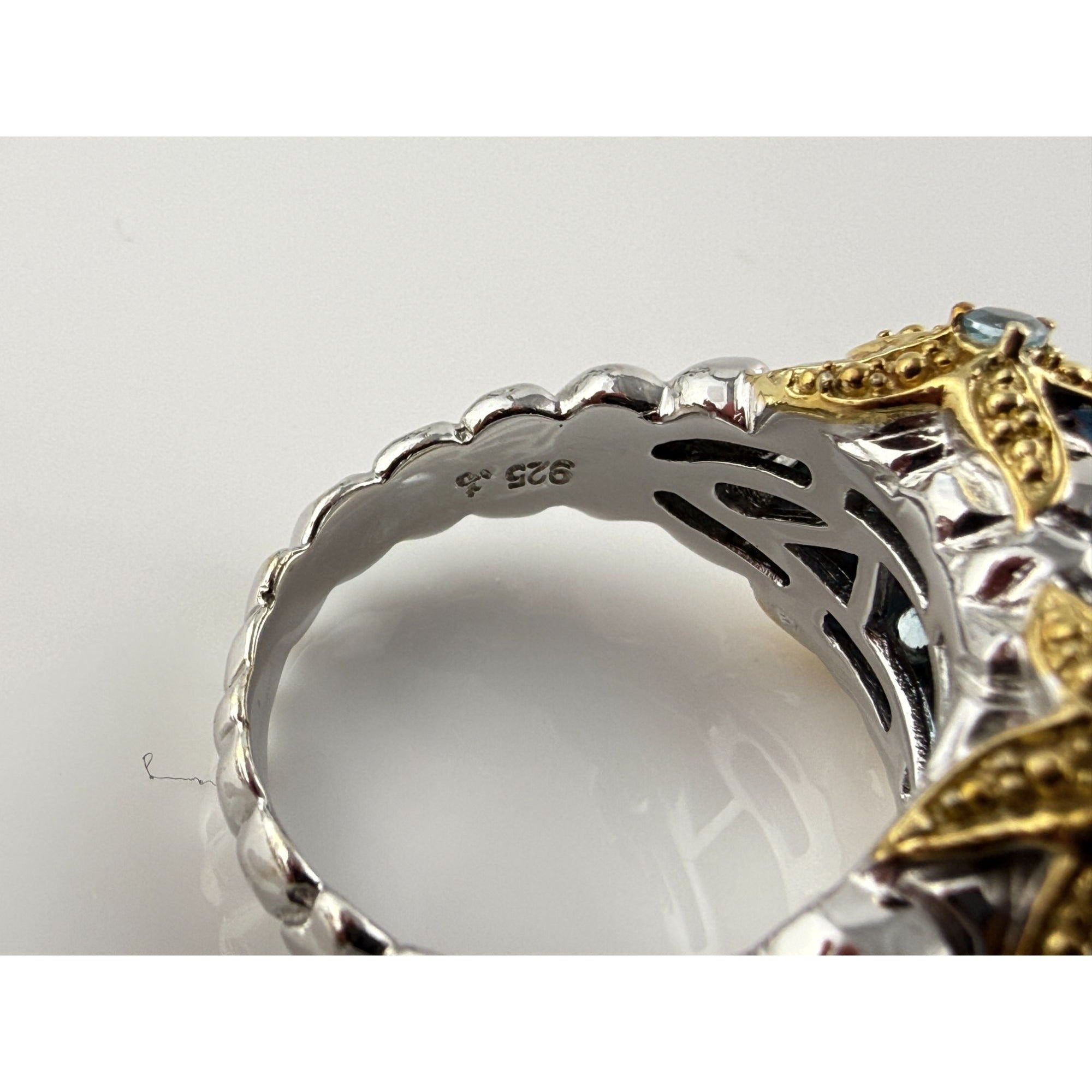 Victoria Wieck Vermeil Accent Sterling Silver Blue Topaz Starfish Ring Size 7.75