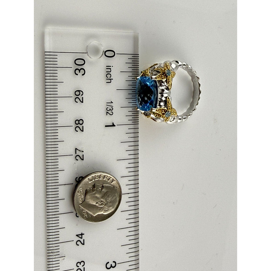Victoria Wieck Vermeil Accent Sterling Silver Blue Topaz Starfish Ring Size 7.75