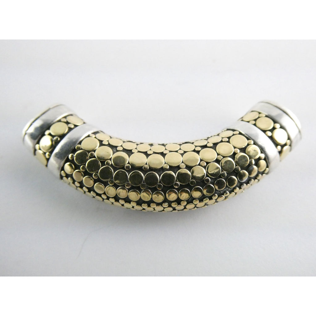 John Hardy Dot 18k Gold and Sterling Silver Slide Pendant 22.1g Weight 53mm Wide