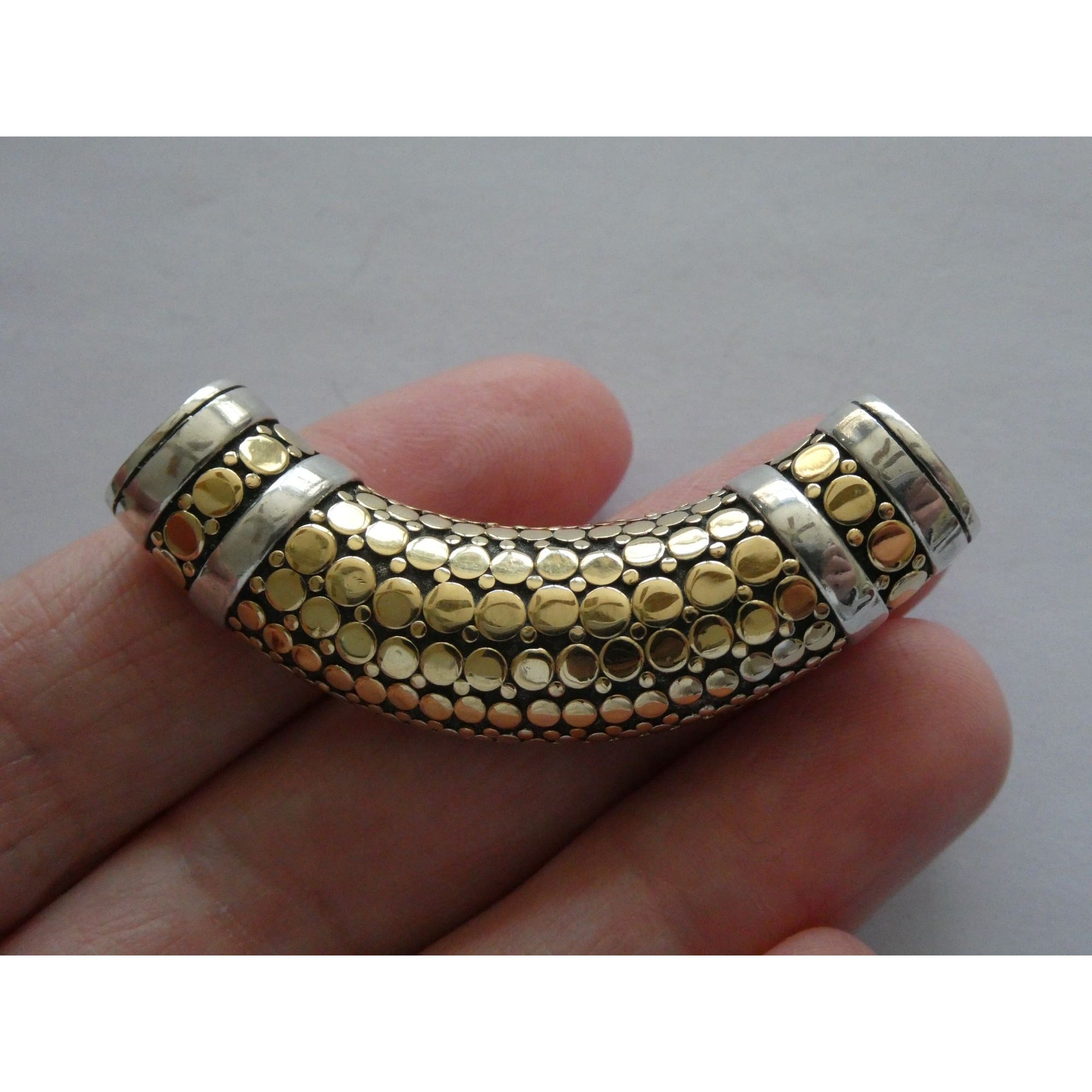 John Hardy Dot 18k Gold and Sterling Silver Slide Pendant 22.1g Weight 53mm Wide