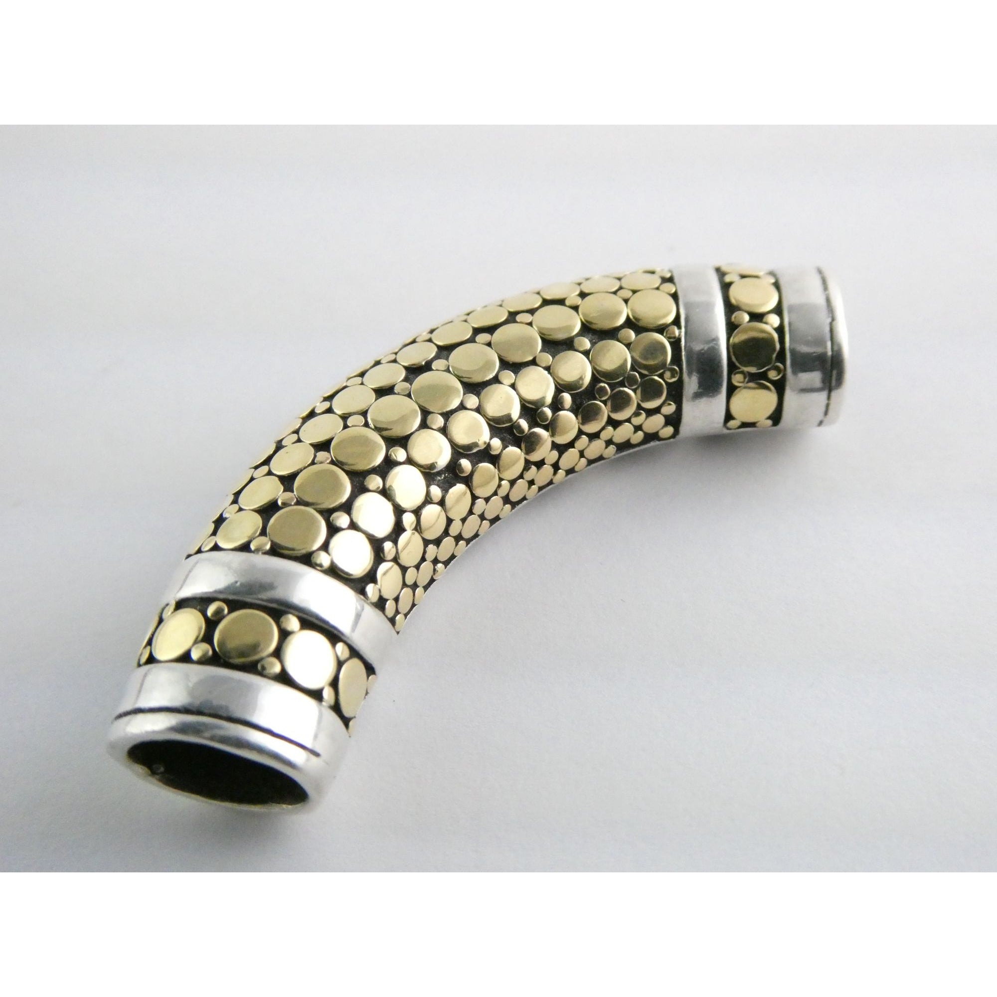 John Hardy Dot 18k Gold and Sterling Silver Slide Pendant 22.1g Weight 53mm Wide