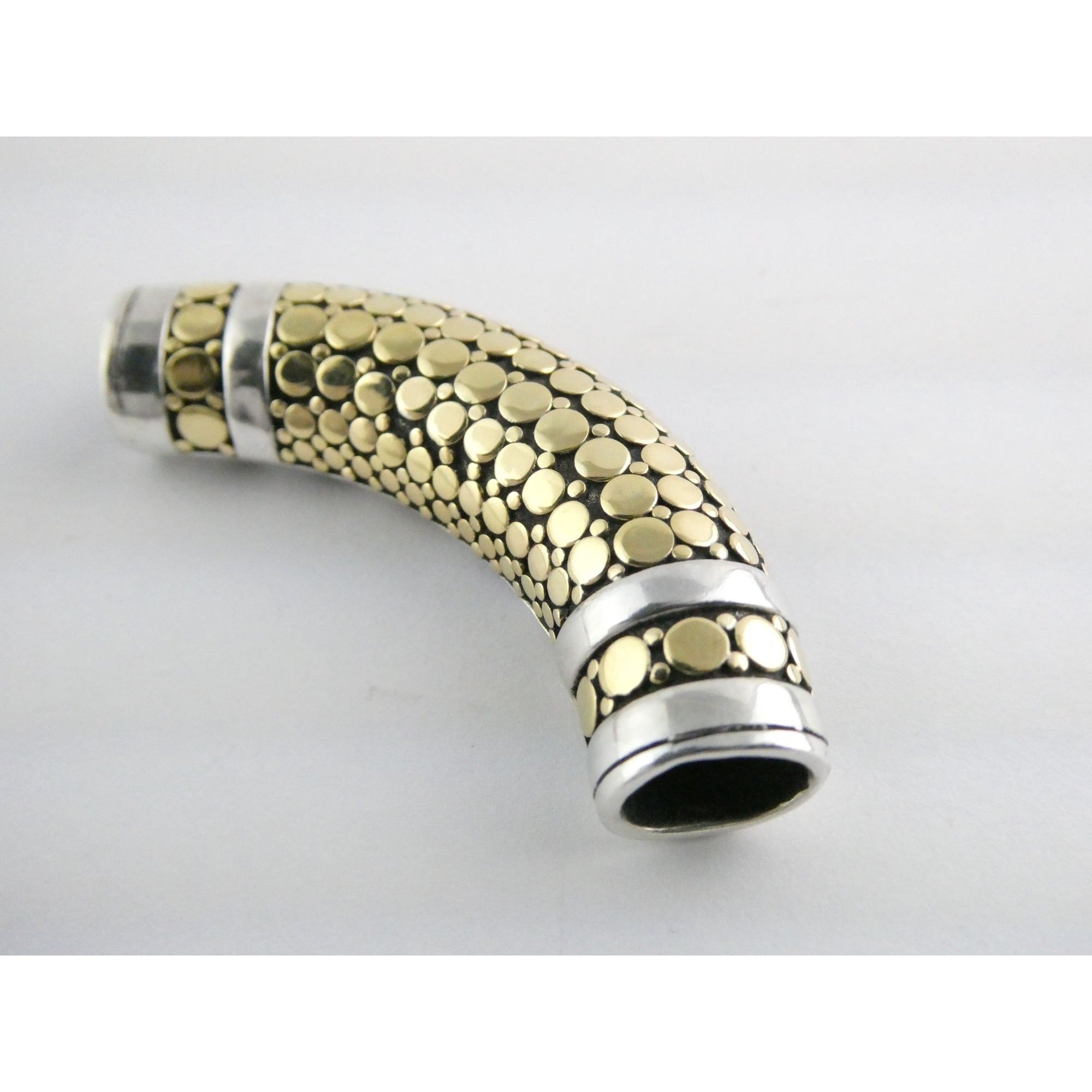 John Hardy Dot 18k Gold and Sterling Silver Slide Pendant 22.1g Weight 53mm Wide