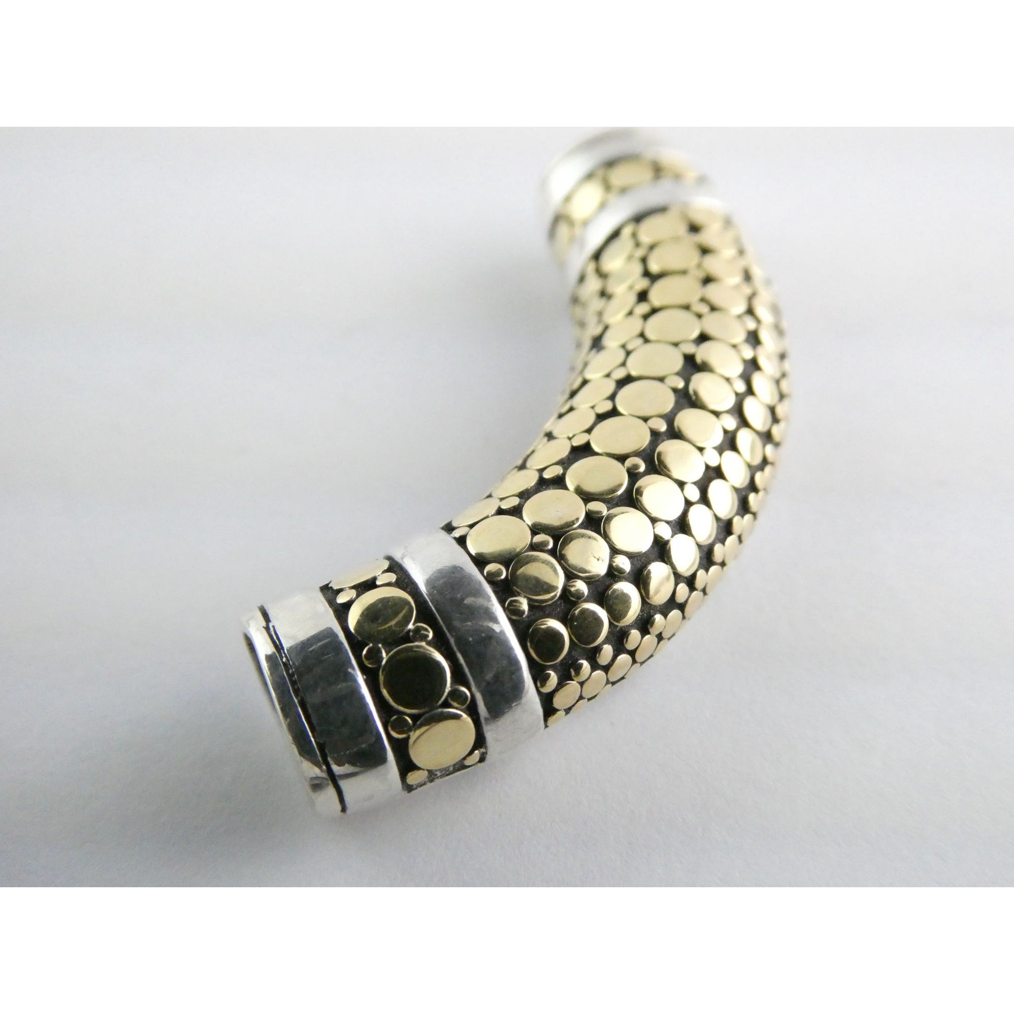 John Hardy Dot 18k Gold and Sterling Silver Slide Pendant 22.1g Weight 53mm Wide
