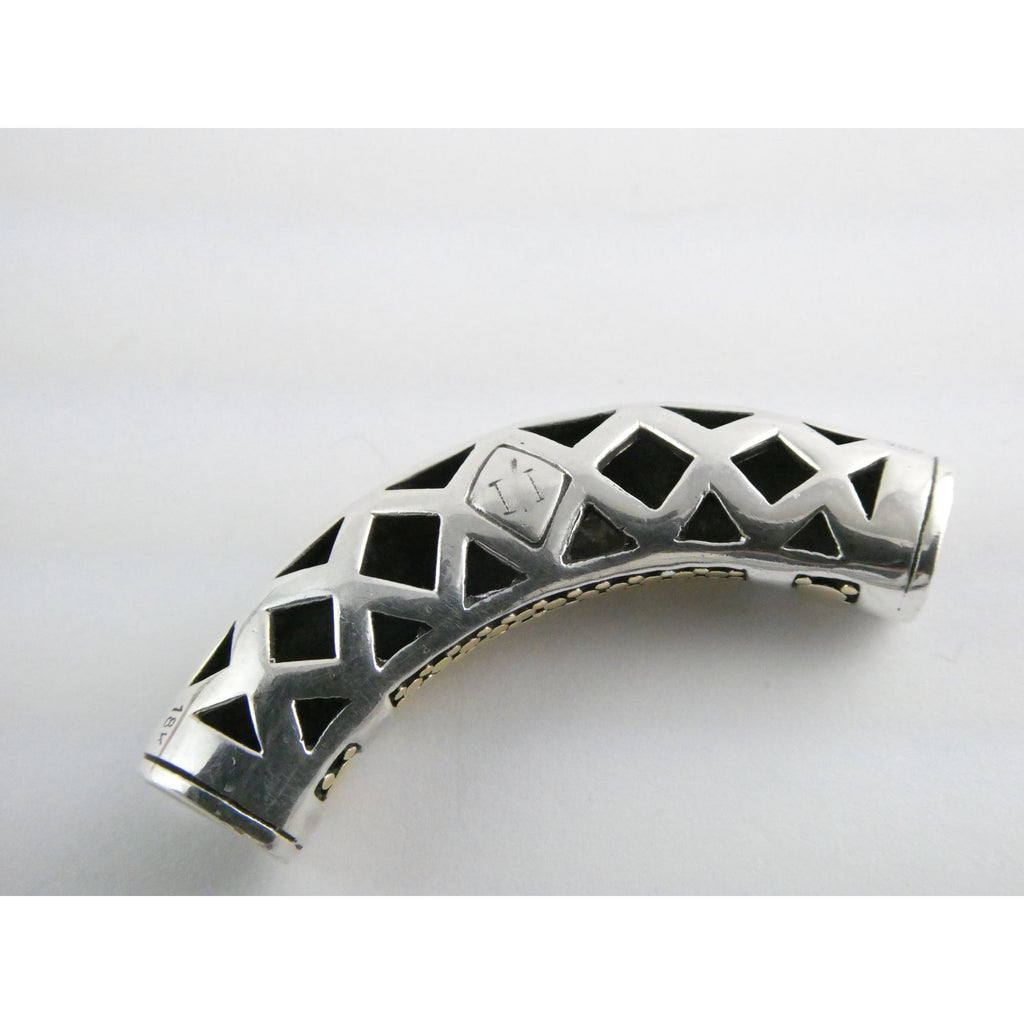 John Hardy Dot 18k Gold and Sterling Silver Slide Pendant 22.1g Weight 53mm Wide