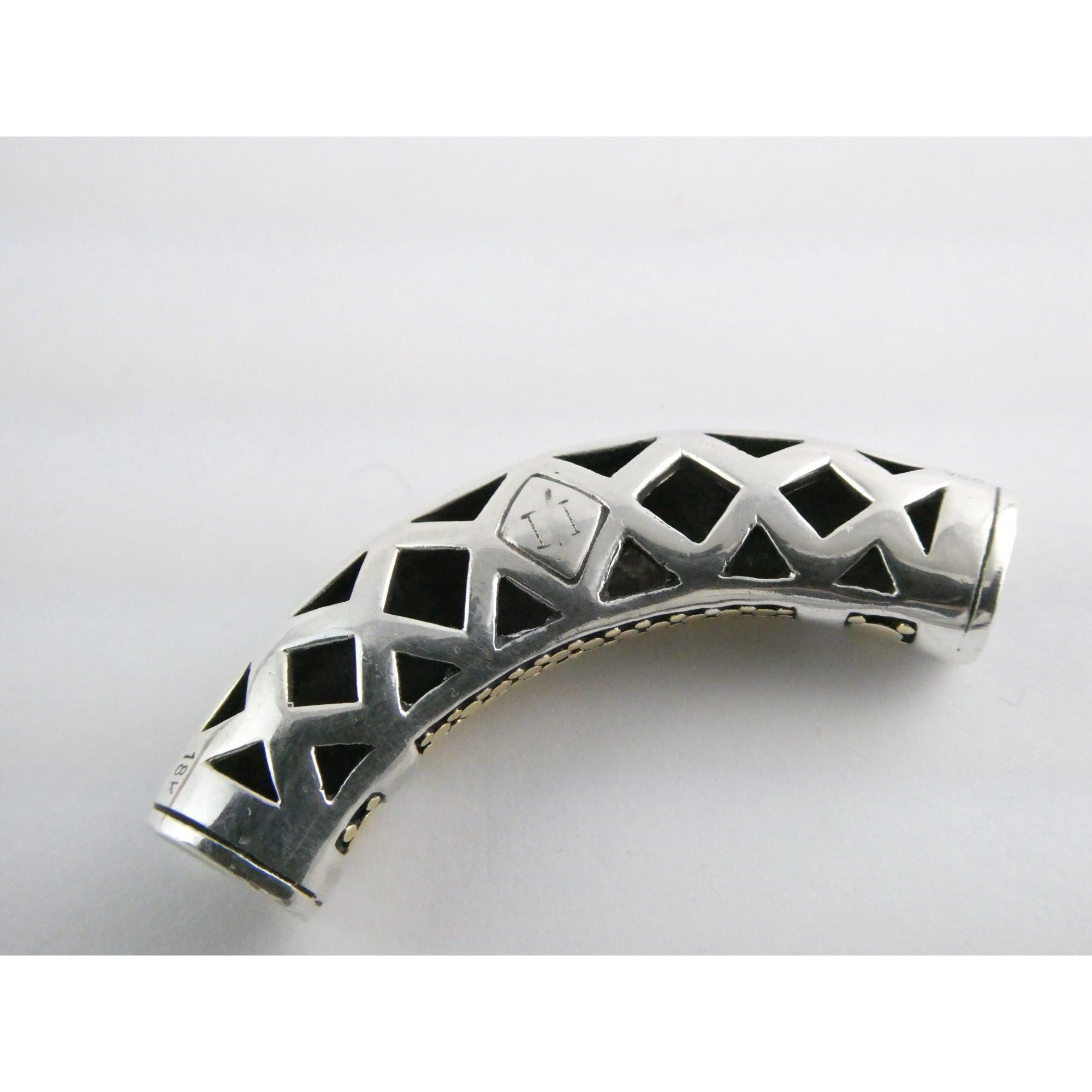John Hardy Dot 18k Gold and Sterling Silver Slide Pendant 22.1g Weight 53mm Wide