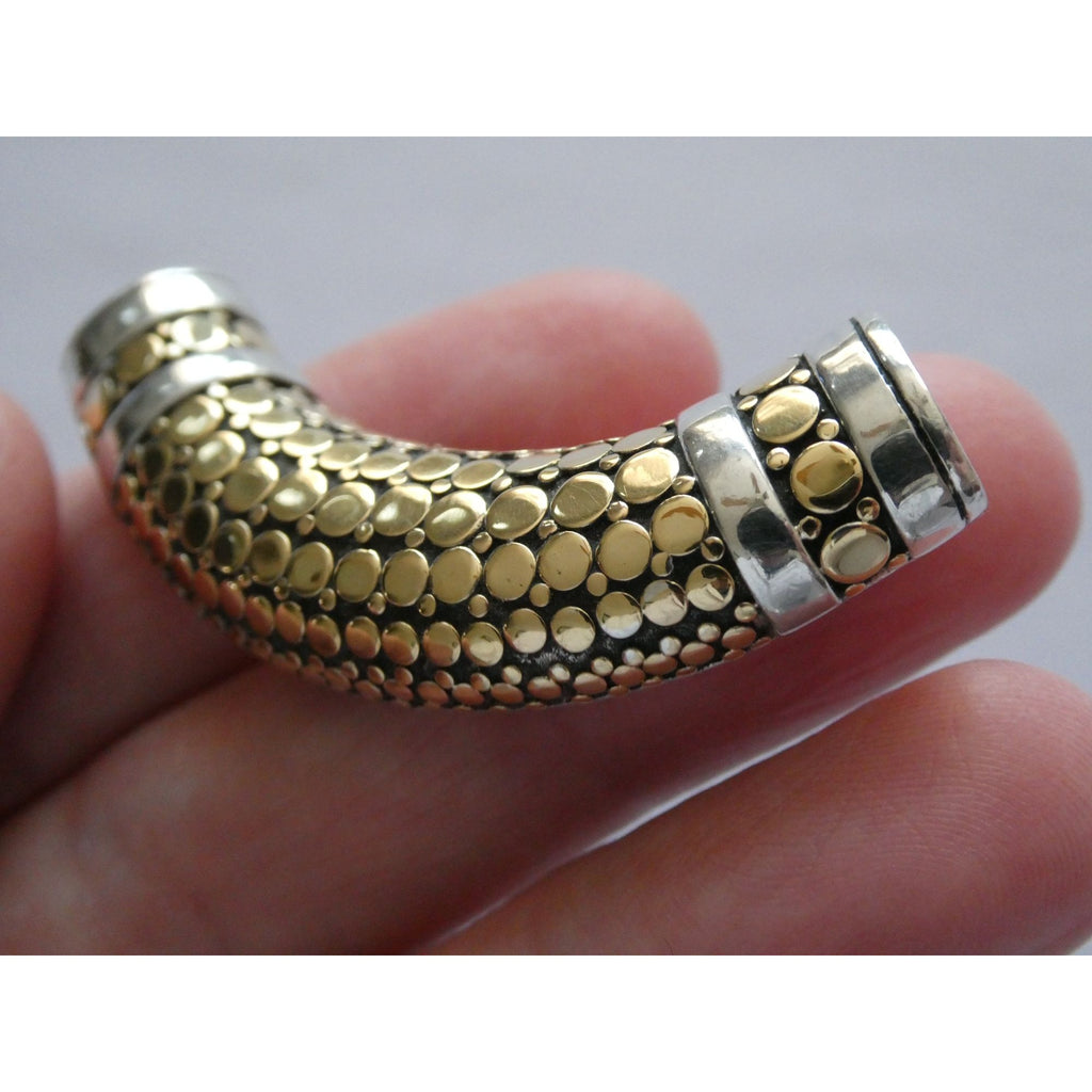 John Hardy Dot 18k Gold and Sterling Silver Slide Pendant 22.1g Weight 53mm Wide