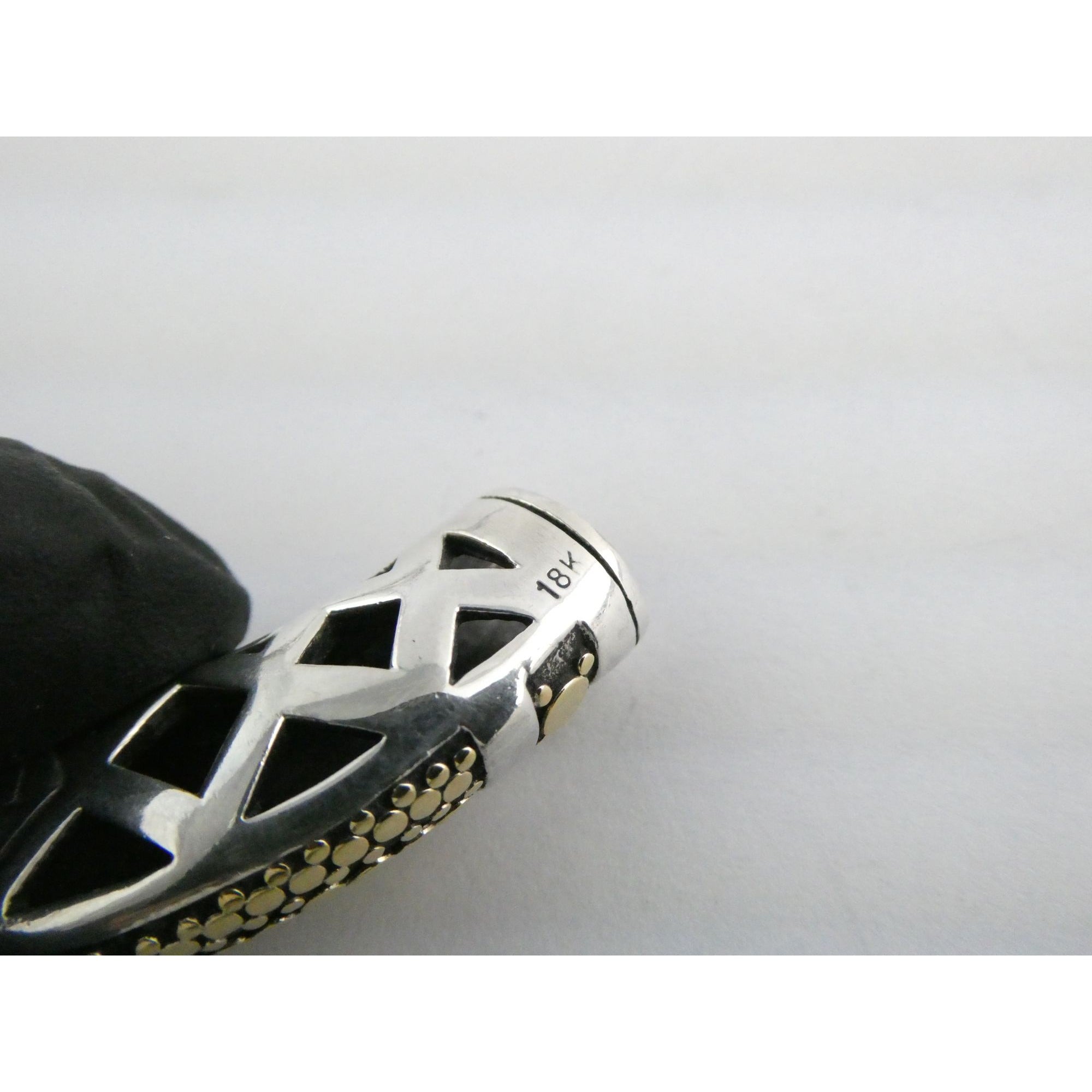 John Hardy Dot 18k Gold and Sterling Silver Slide Pendant 22.1g Weight 53mm Wide