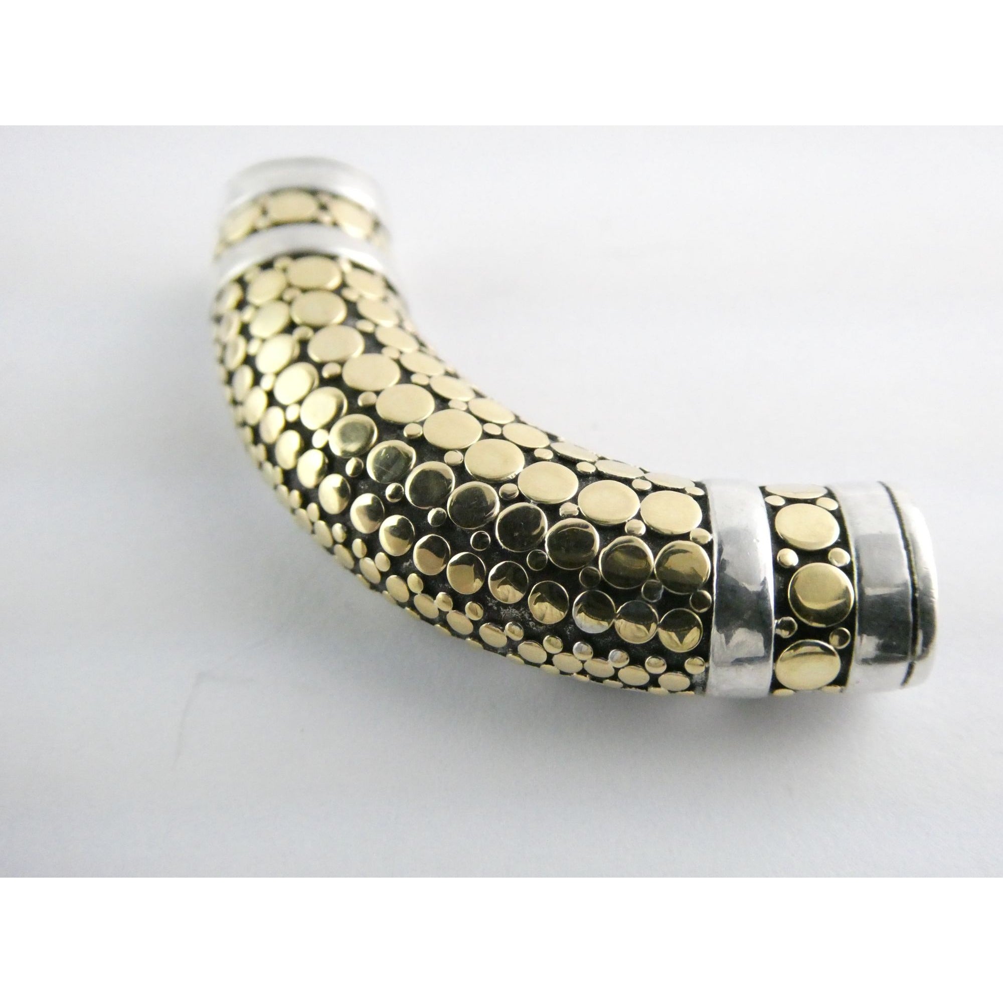 John Hardy Dot 18k Gold and Sterling Silver Slide Pendant 22.1g Weight 53mm Wide