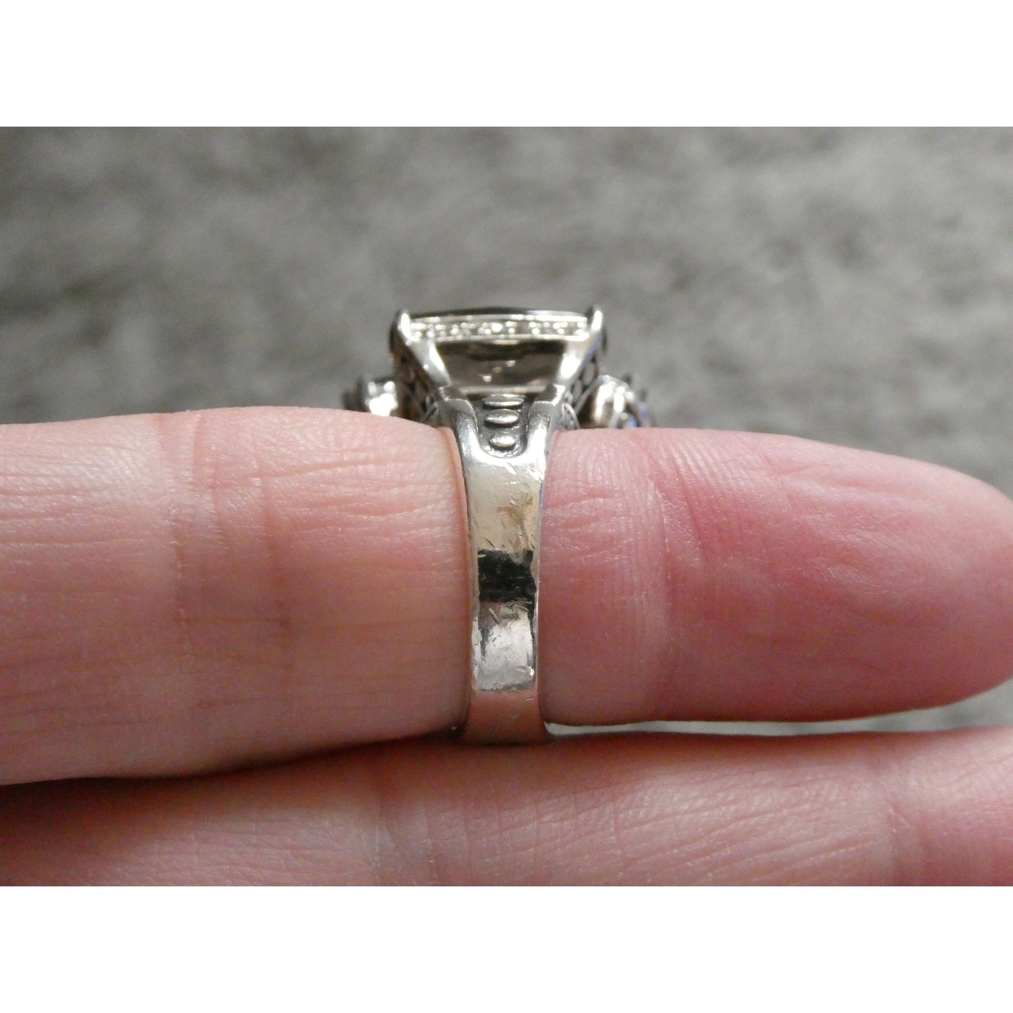 John Hardy Sterling Silver Triple Smoky Quartz White Topaz Statement Ring Sz5.75