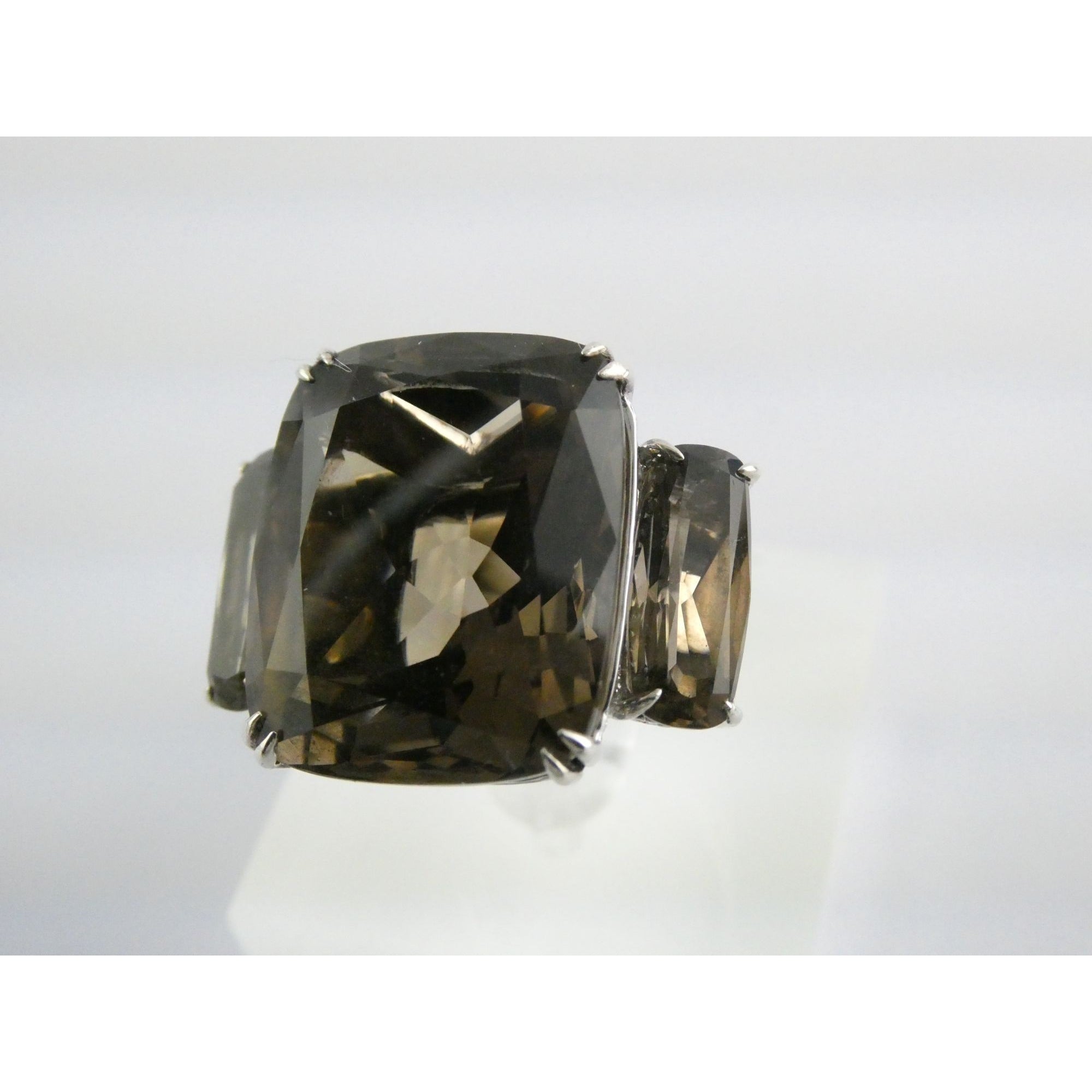 John Hardy Sterling Silver Triple Smoky Quartz White Topaz Statement Ring Sz5.75