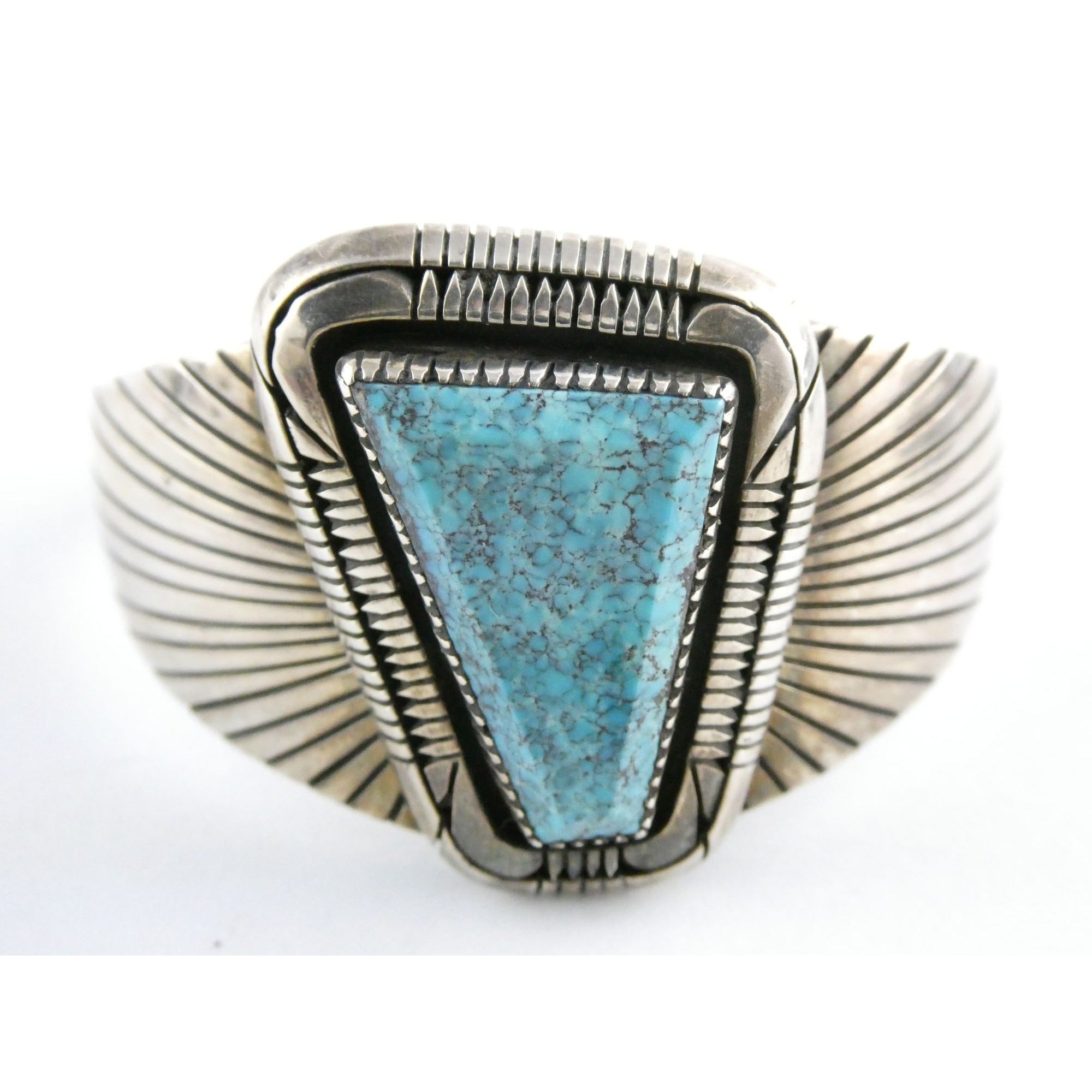 NA Southwestern Sterling Silver Turquoise Cuff Bracelet Signed GIBB 6 5/8 Inches