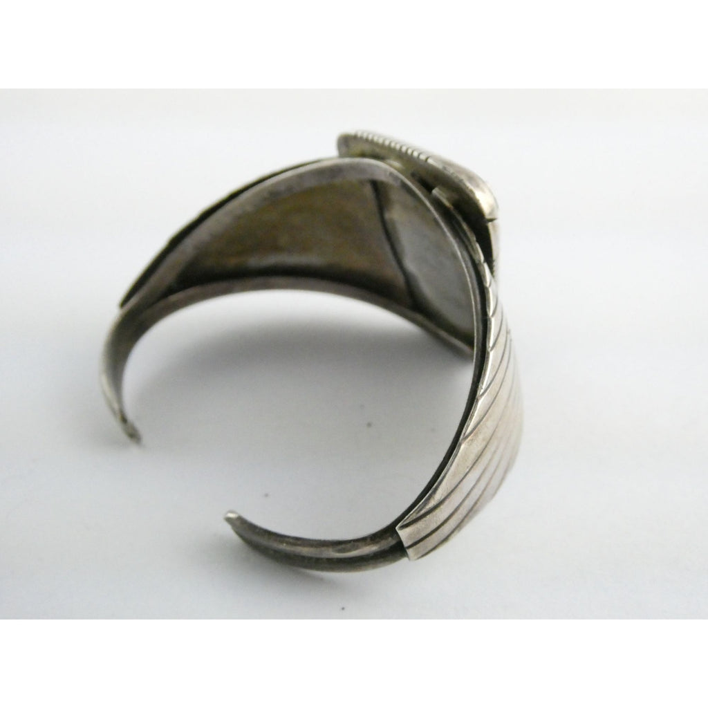 NA Southwestern Sterling Silver Turquoise Cuff Bracelet Signed GIBB 6 5/8 Inches