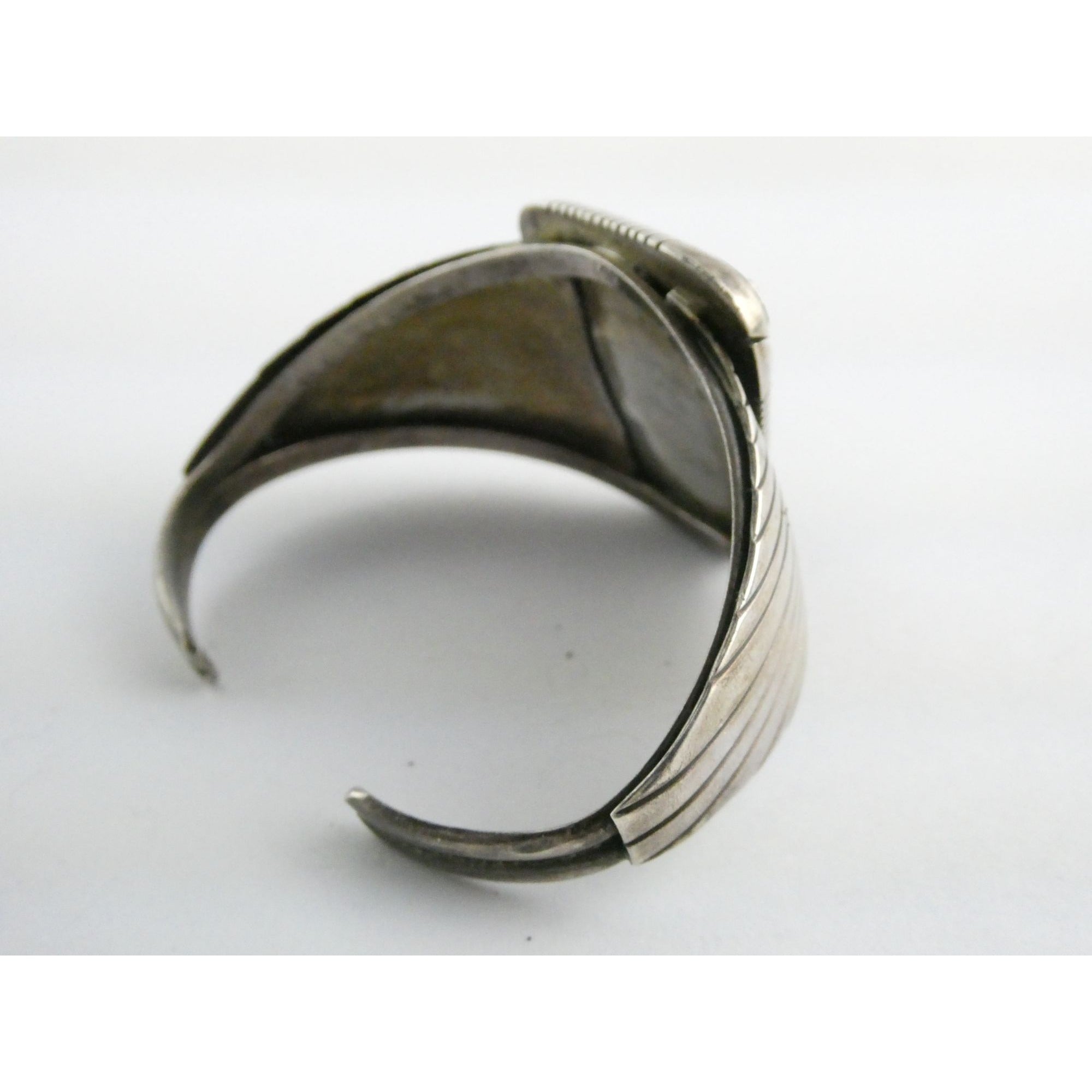 NA Southwestern Sterling Silver Turquoise Cuff Bracelet Signed GIBB 6 5/8 Inches