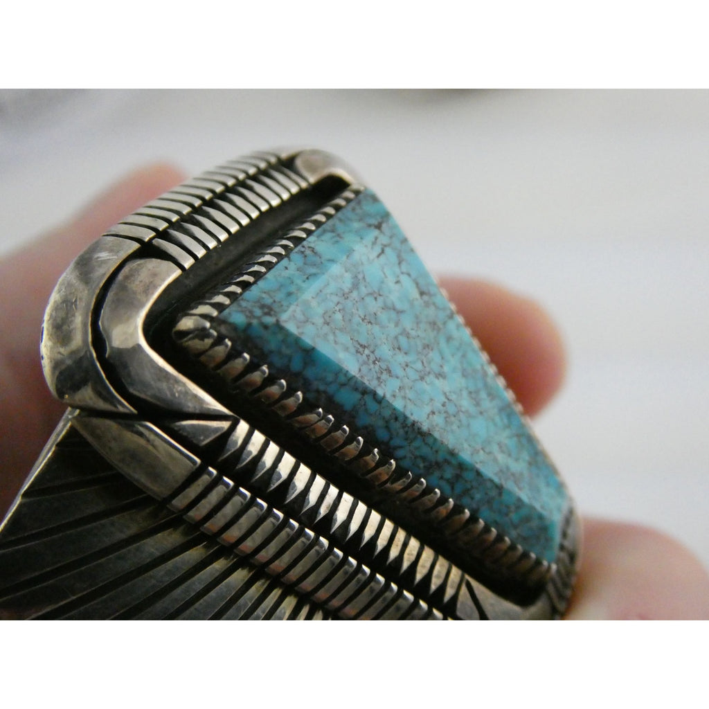 NA Southwestern Sterling Silver Turquoise Cuff Bracelet Signed GIBB 6 5/8 Inches
