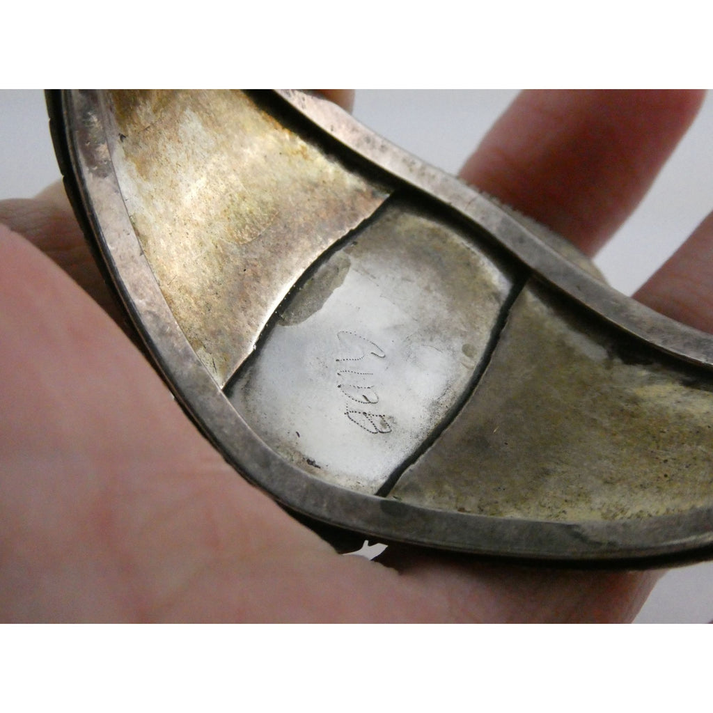 NA Southwestern Sterling Silver Turquoise Cuff Bracelet Signed GIBB 6 5/8 Inches